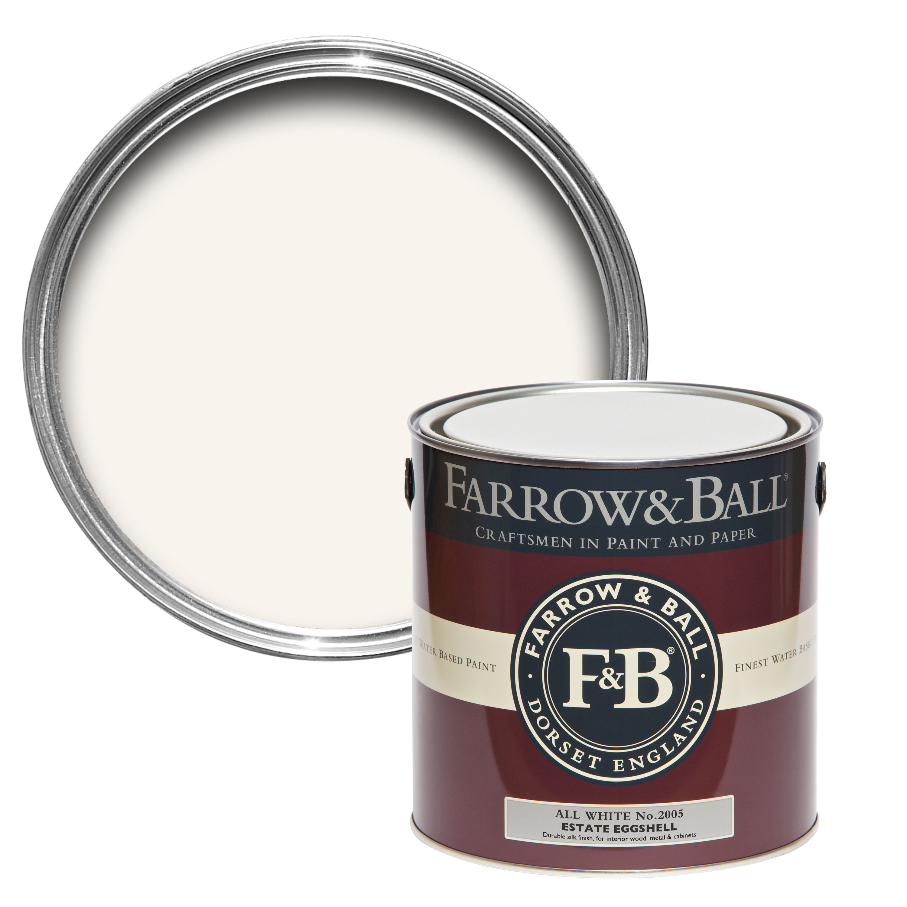 Farrow & Ball Estate All white Eggshell Metal & wood paint, 2.5L