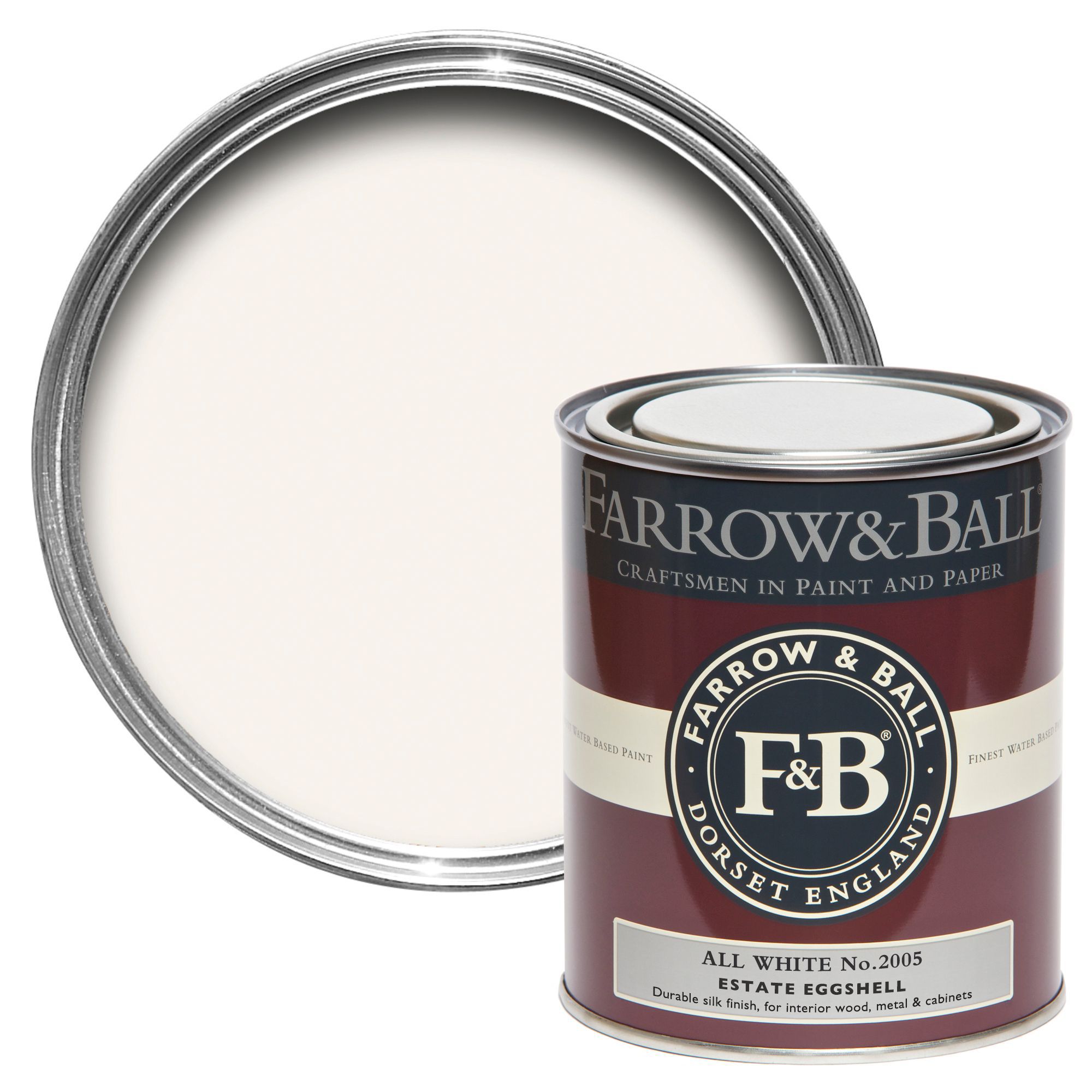 Farrow & Ball Estate All white No.2005 Eggshell Metal & wood paint, 750ml