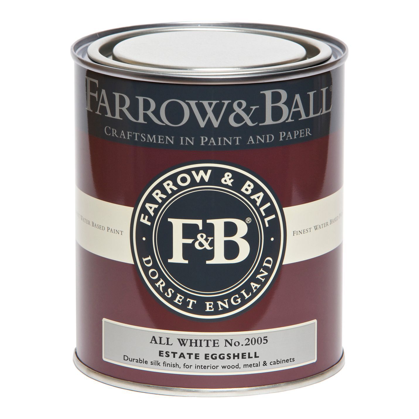 Farrow & Ball Estate All white No.2005 Eggshell Metal & wood paint, 750ml