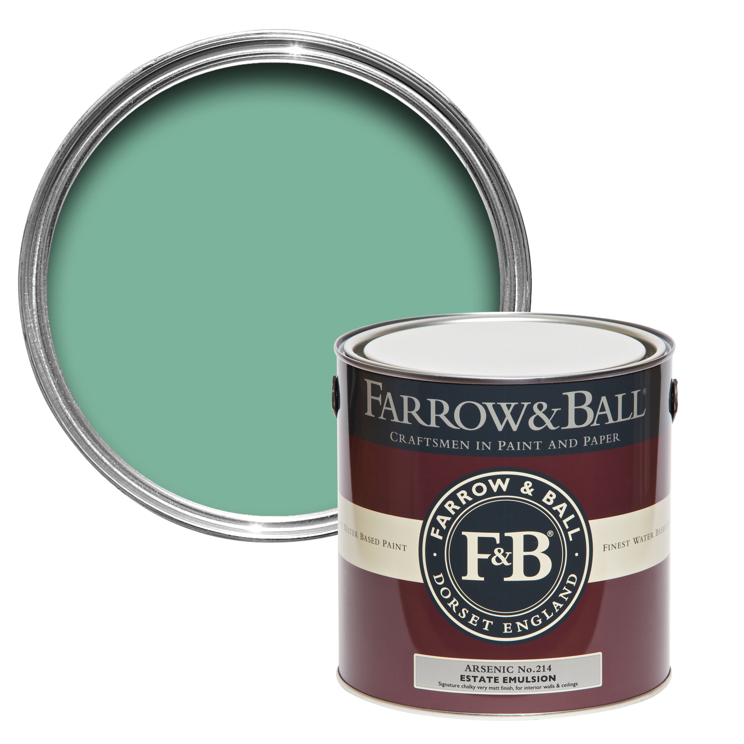 Farrow & Ball Estate Arsenic No.214 Matt Emulsion paint, 2.5L Tester pot