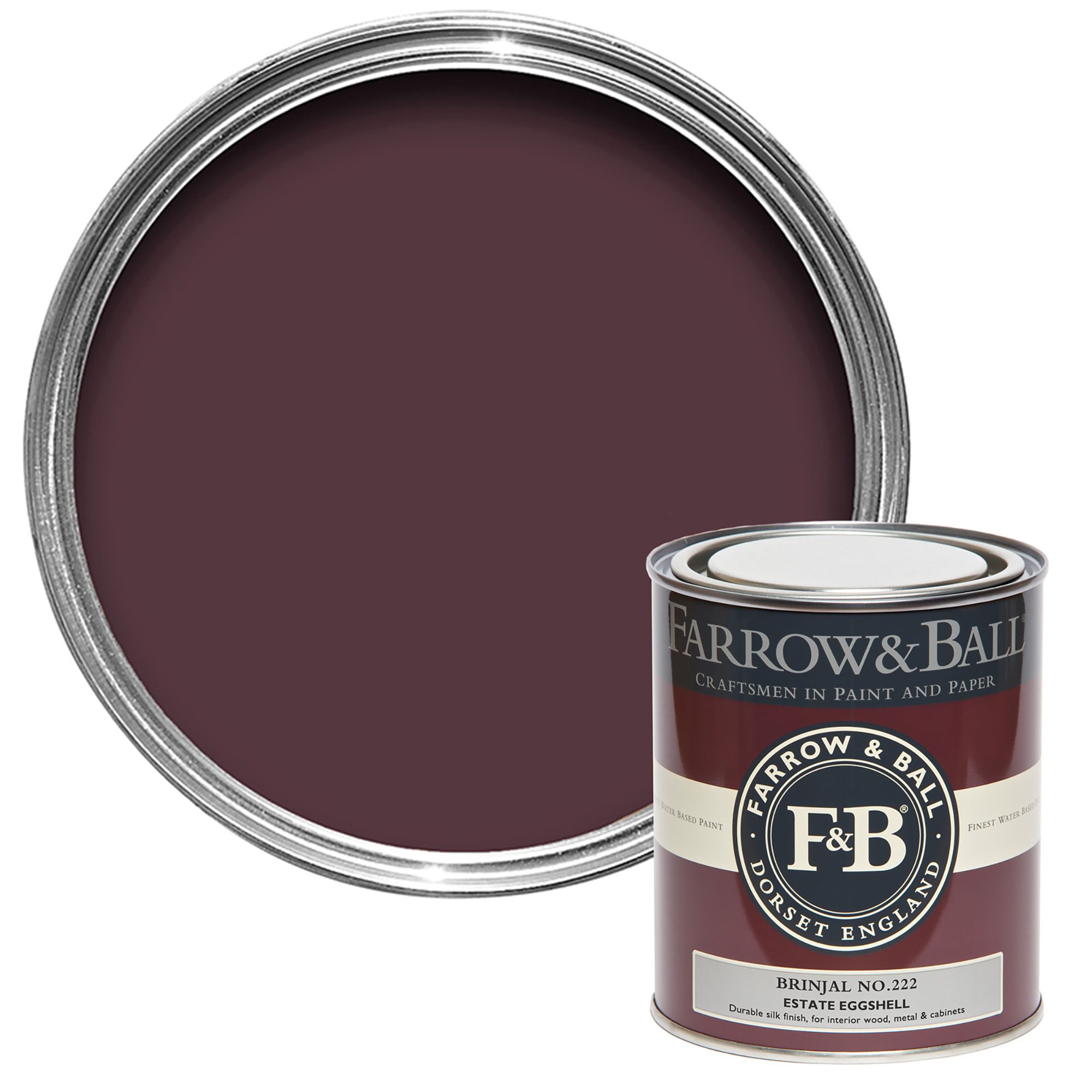 Farrow & Ball Estate Brinjal No.222 Eggshell Paint, 750ml