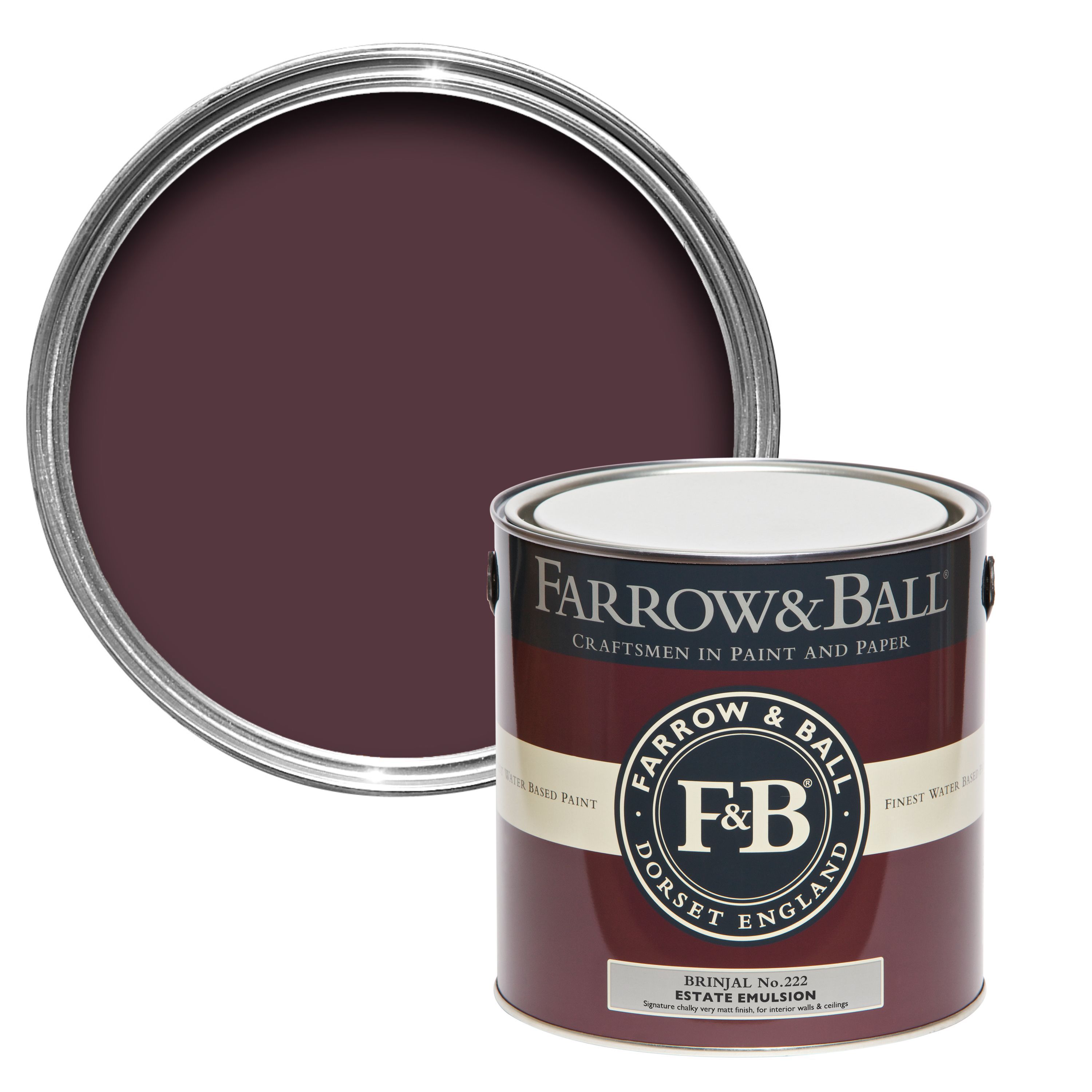 Farrow & Ball Estate Brinjal No.222 Matt Emulsion paint, 2.5L Tester pot
