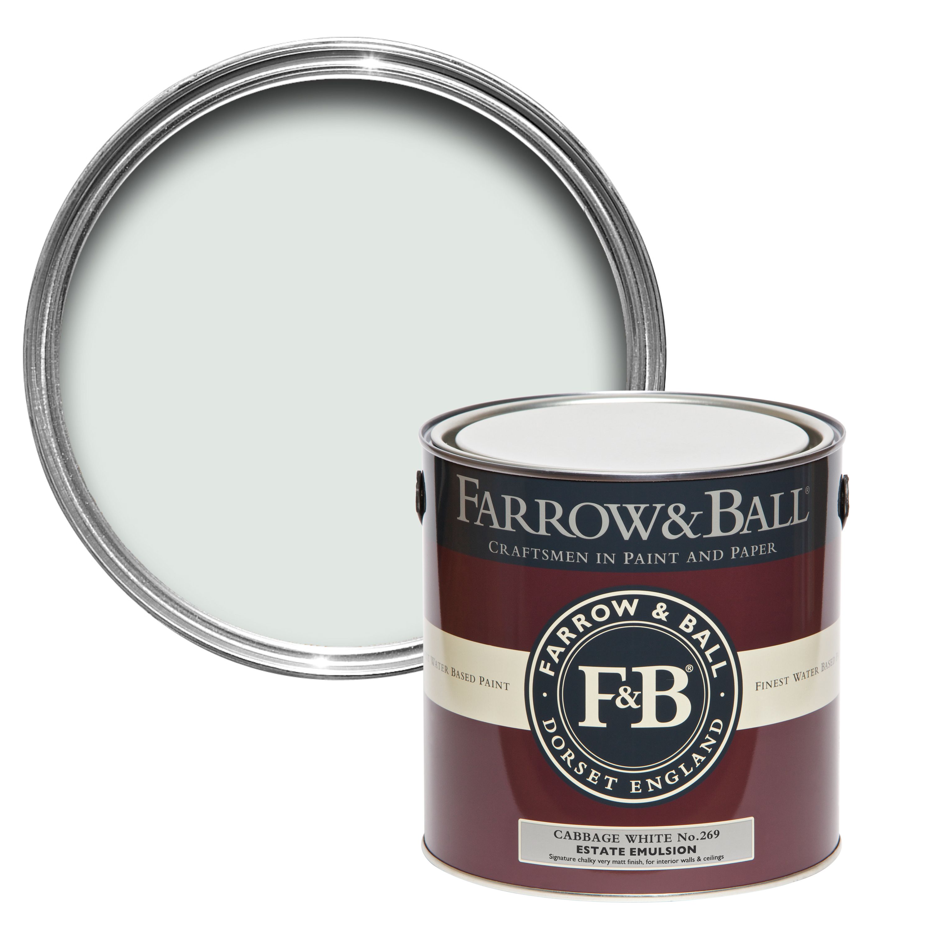 Farrow & Ball Estate Cabbage white No.269 Matt Emulsion paint, 2.5L Tester pot