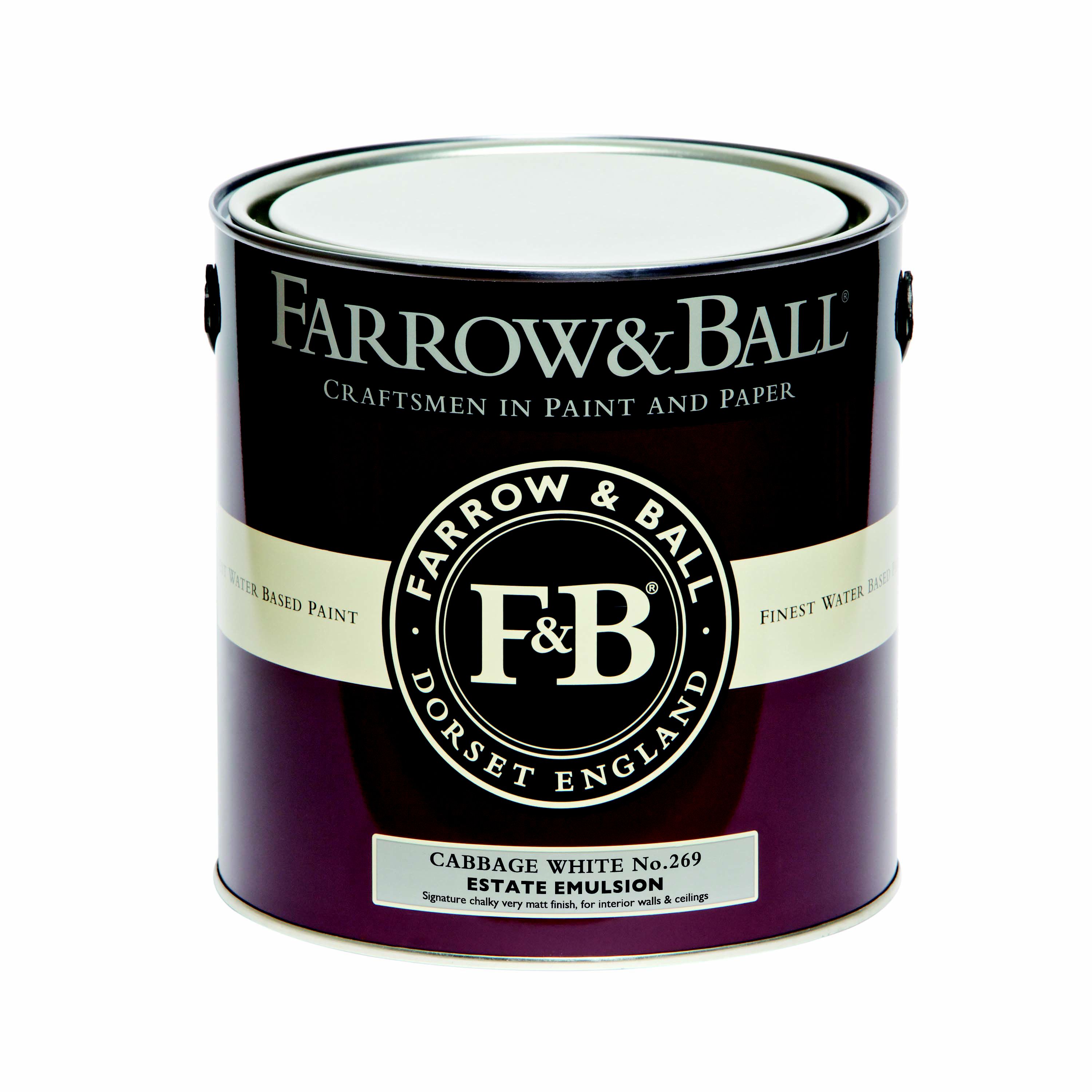 Farrow & Ball Estate Cabbage white No.269 Matt Emulsion paint, 2.5L Tester pot