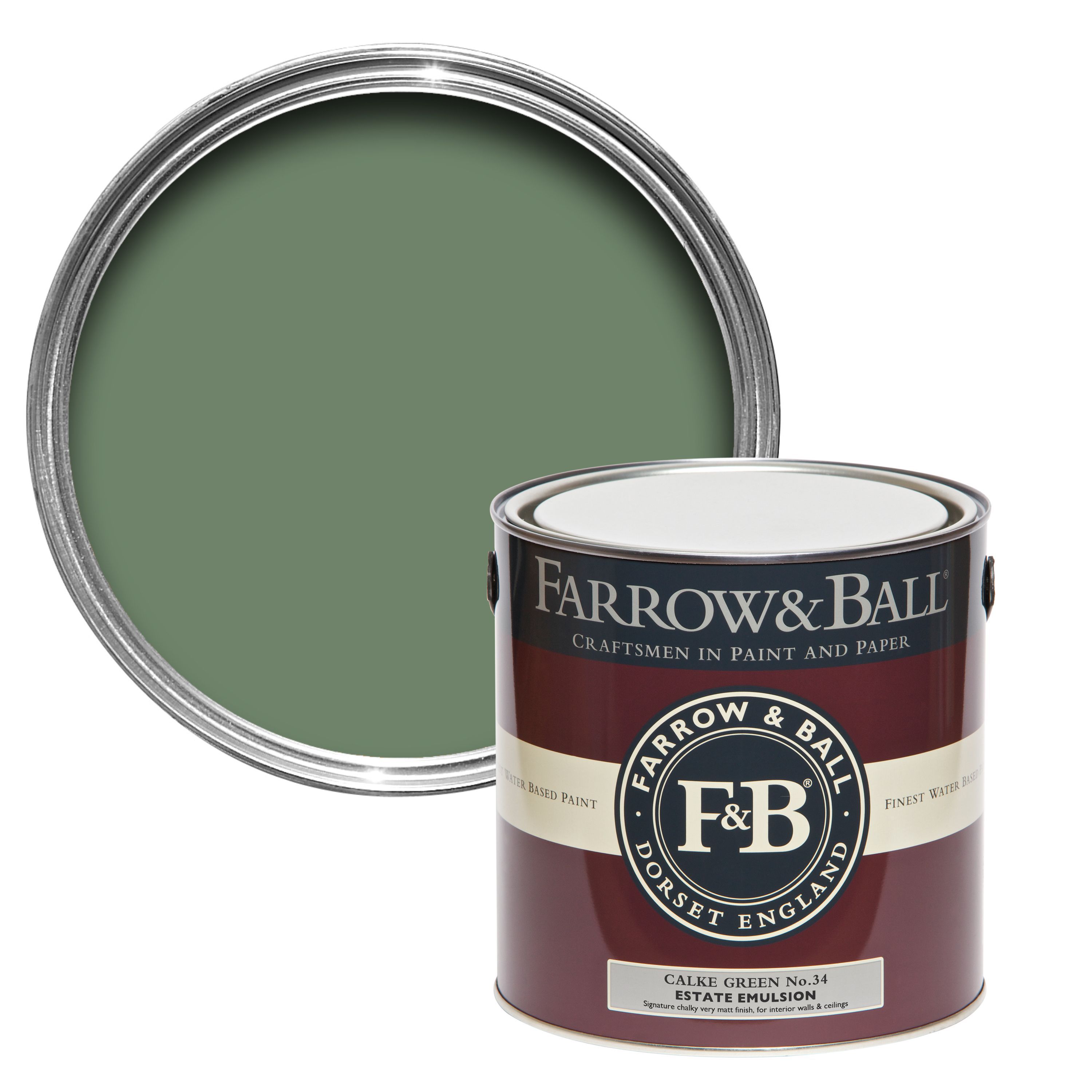 Farrow & Ball Estate Calke Green No.34 Matt Wall & ceiling Emulsion paint, 2.5L