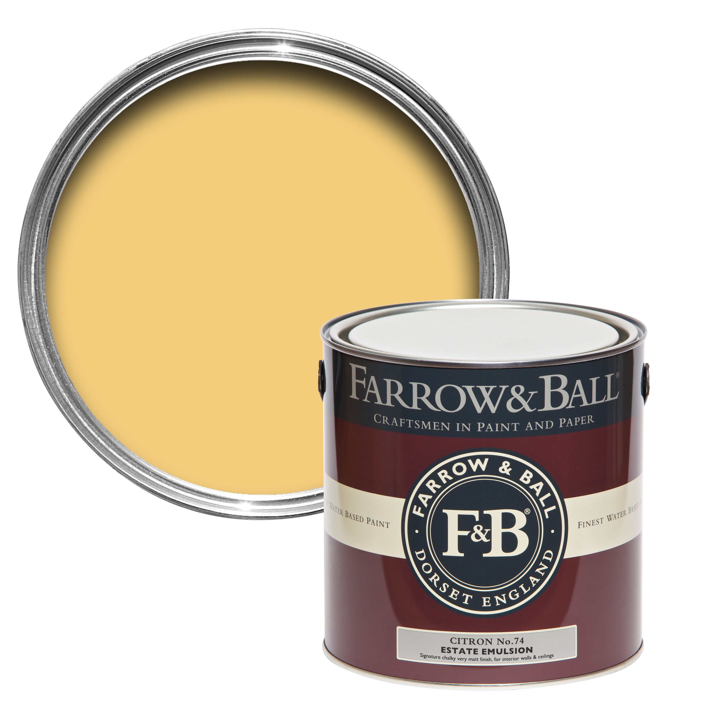 Farrow & Ball Estate Citron No.74 Matt Emulsion paint, 2.5L Tester pot