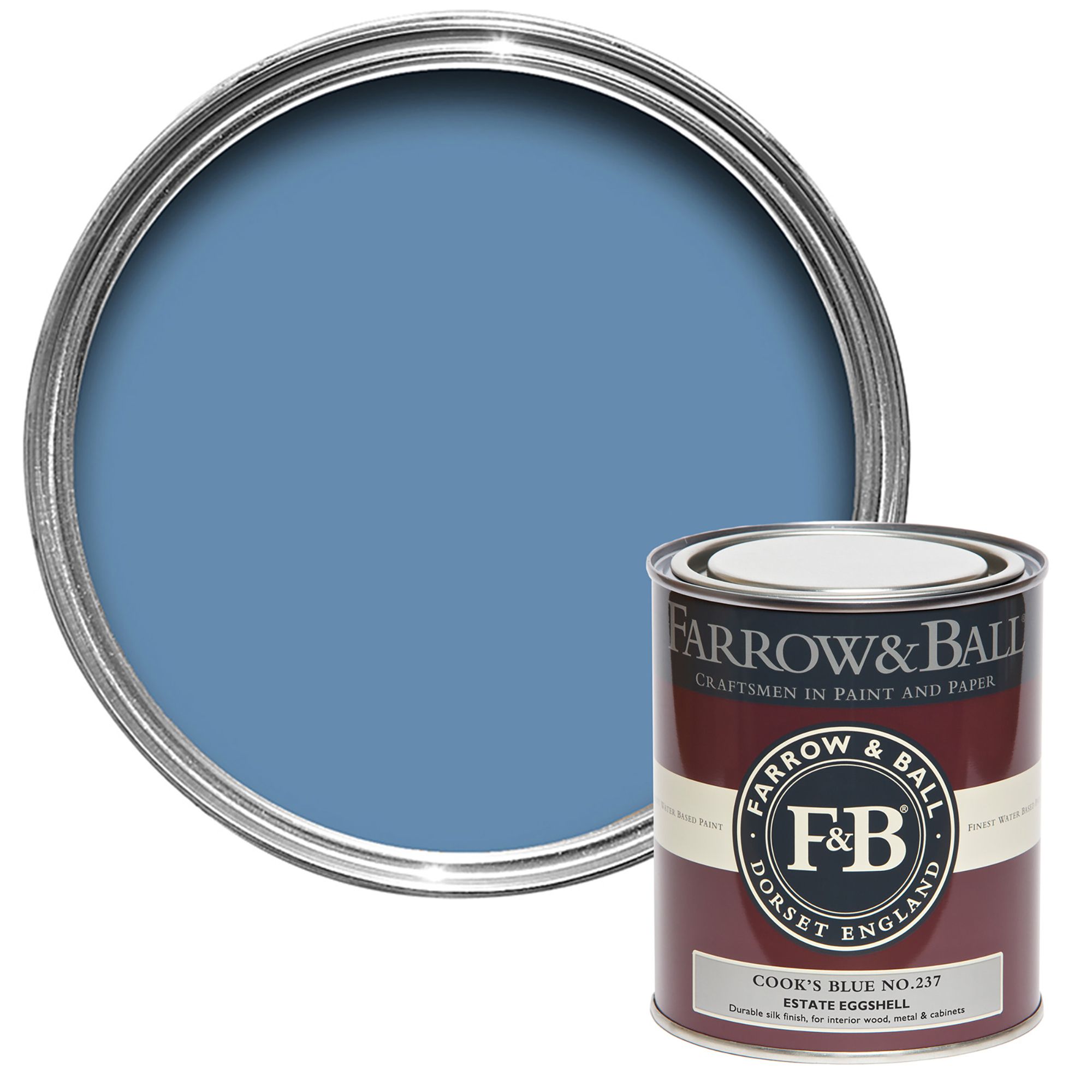 Farrow & Ball Estate Cook's Blue No.237 Eggshell Paint, 750ml