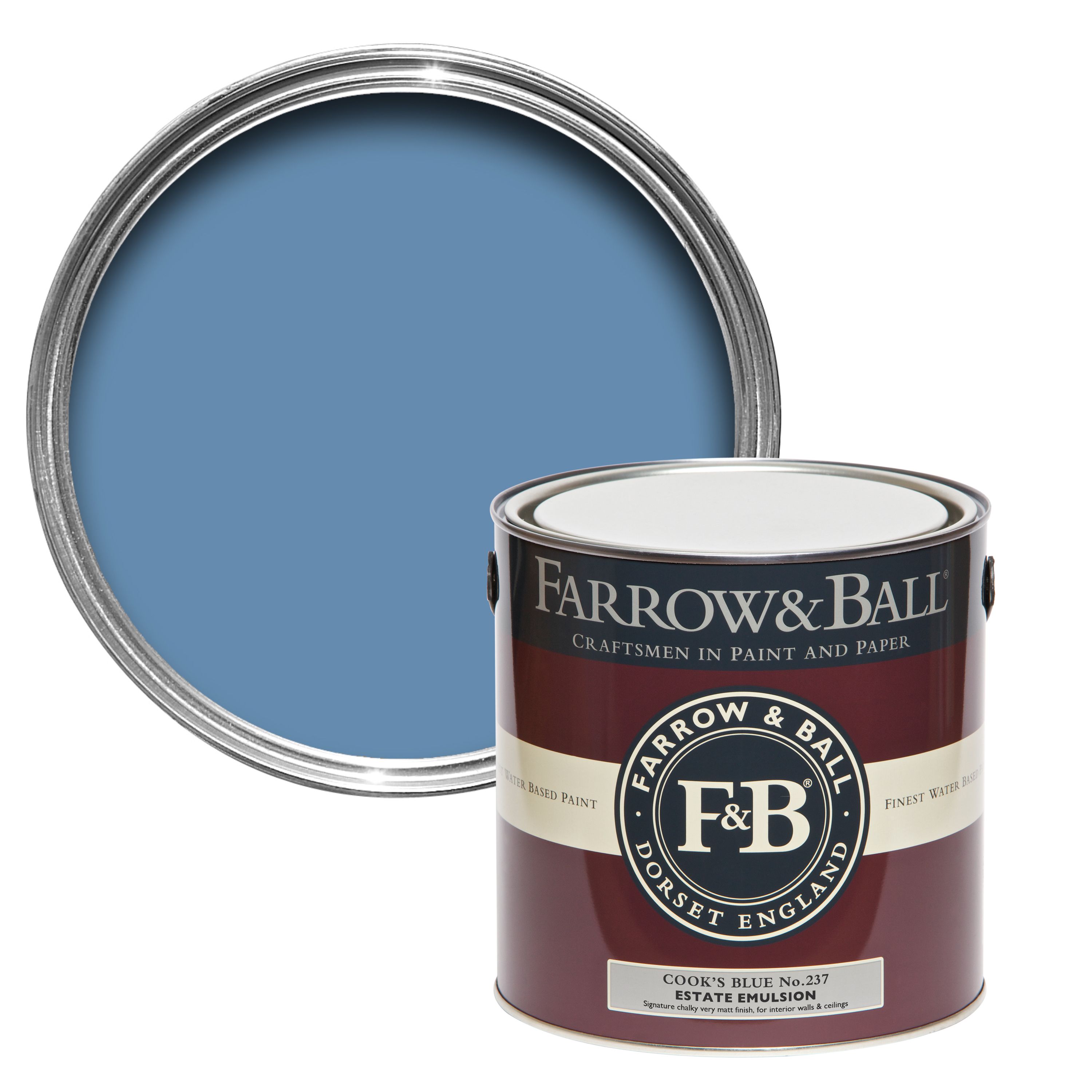 Farrow & Ball Estate Cook's blue No.237 Matt Emulsion paint, 2.5L