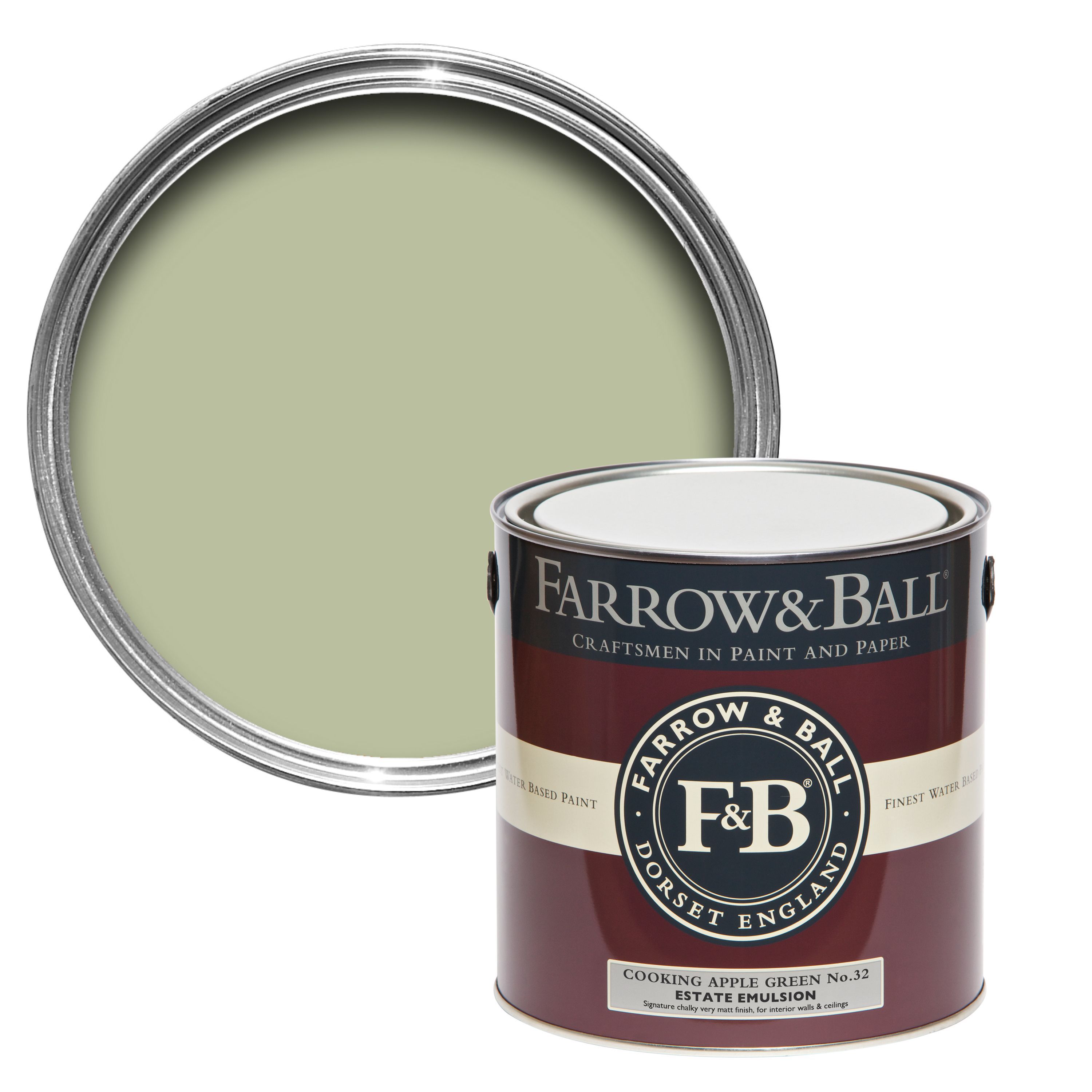 Farrow & Ball Estate Cooking apple green No.32 Matt Emulsion paint, 2.5L Tester pot