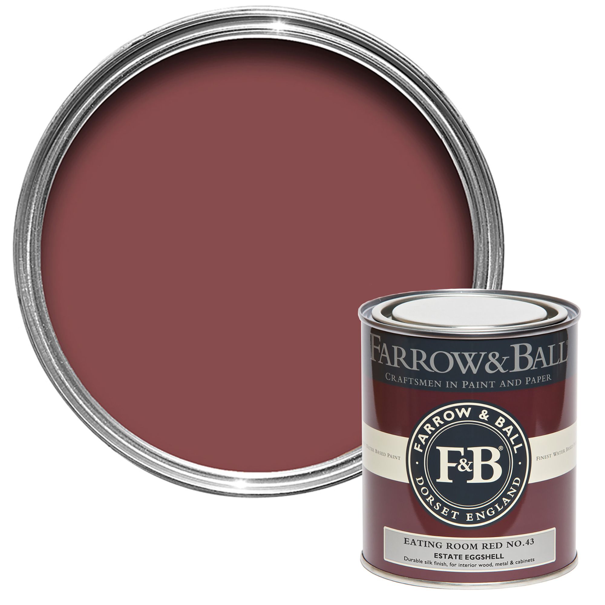 Farrow & Ball Estate Eating Room Red No.43 Eggshell Paint, 750ml