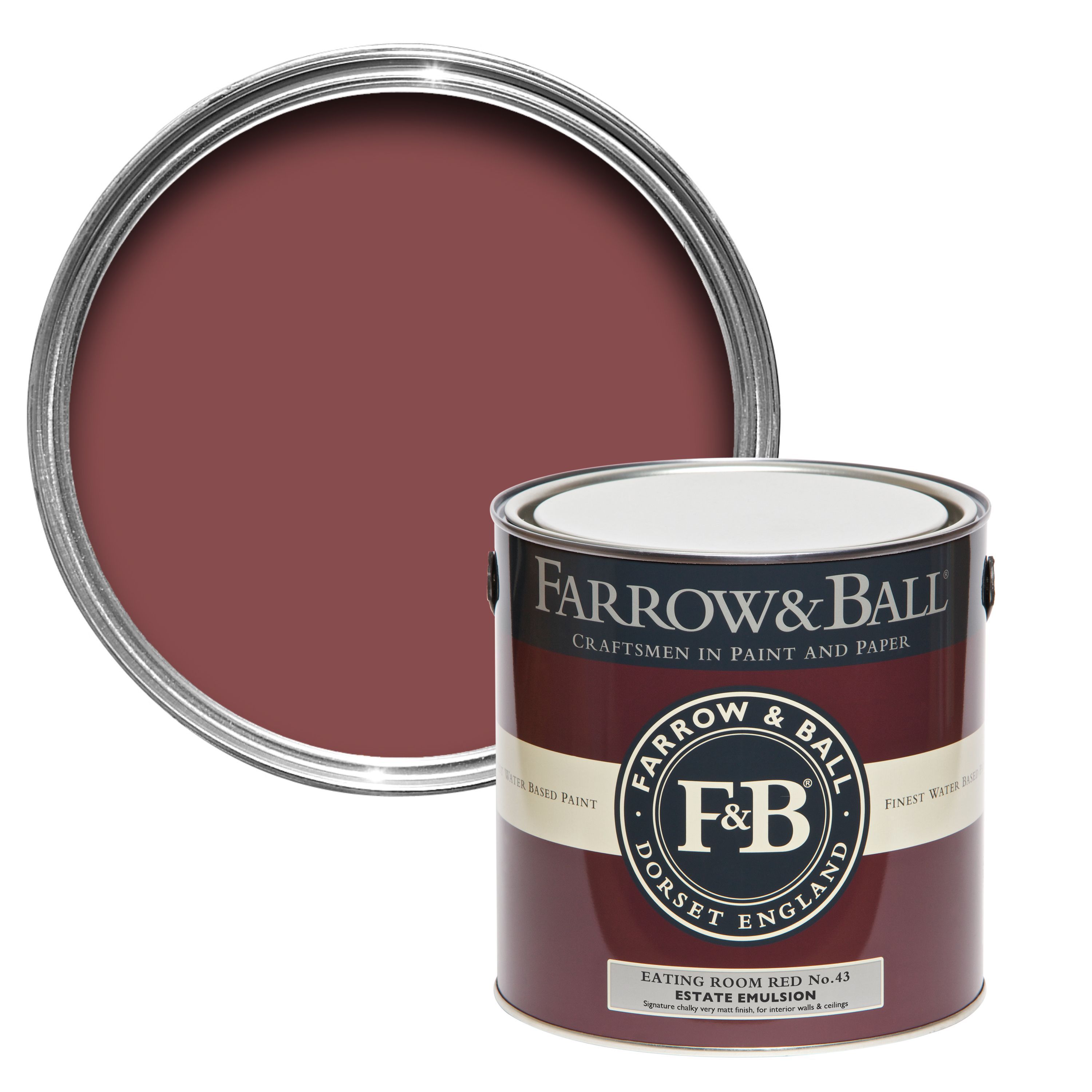 Farrow & Ball Estate Eating room red No.43 Matt Emulsion paint, 2.5L Tester pot