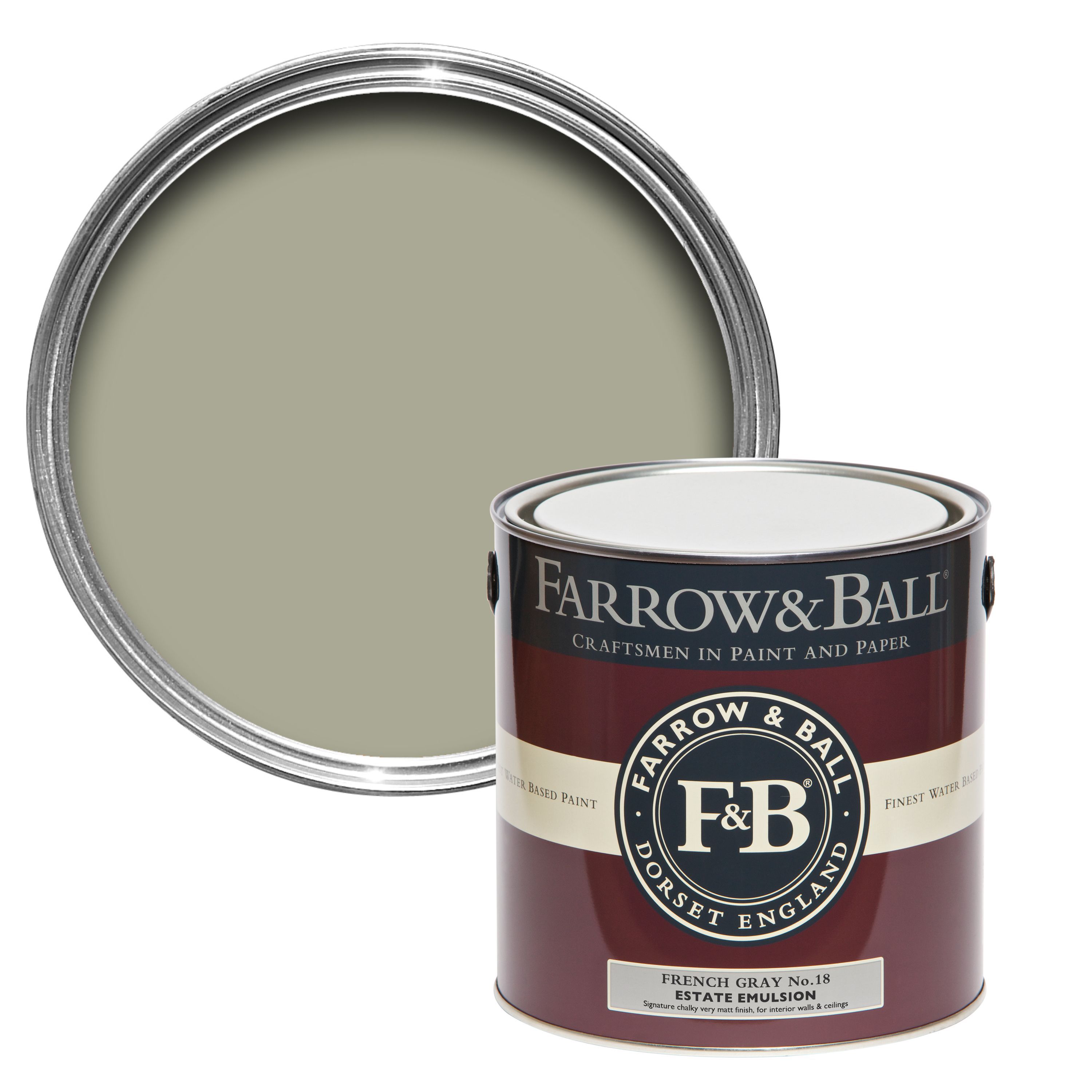 Farrow & Ball Estate French Gray No.18 Matt Wall & ceiling Emulsion paint, 2.5L