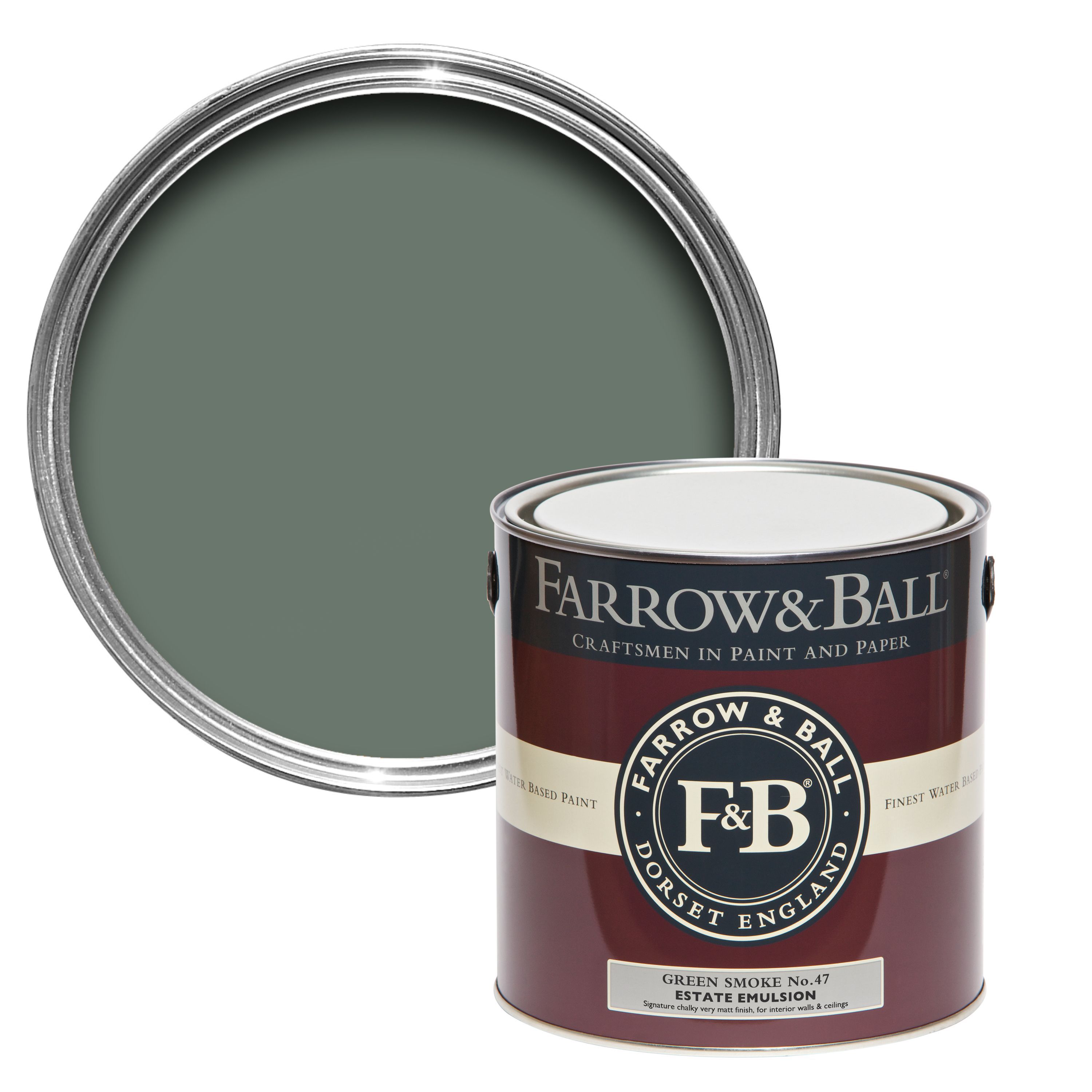 Farrow & Ball Estate Green smoke Matt Emulsion paint, 2.5L