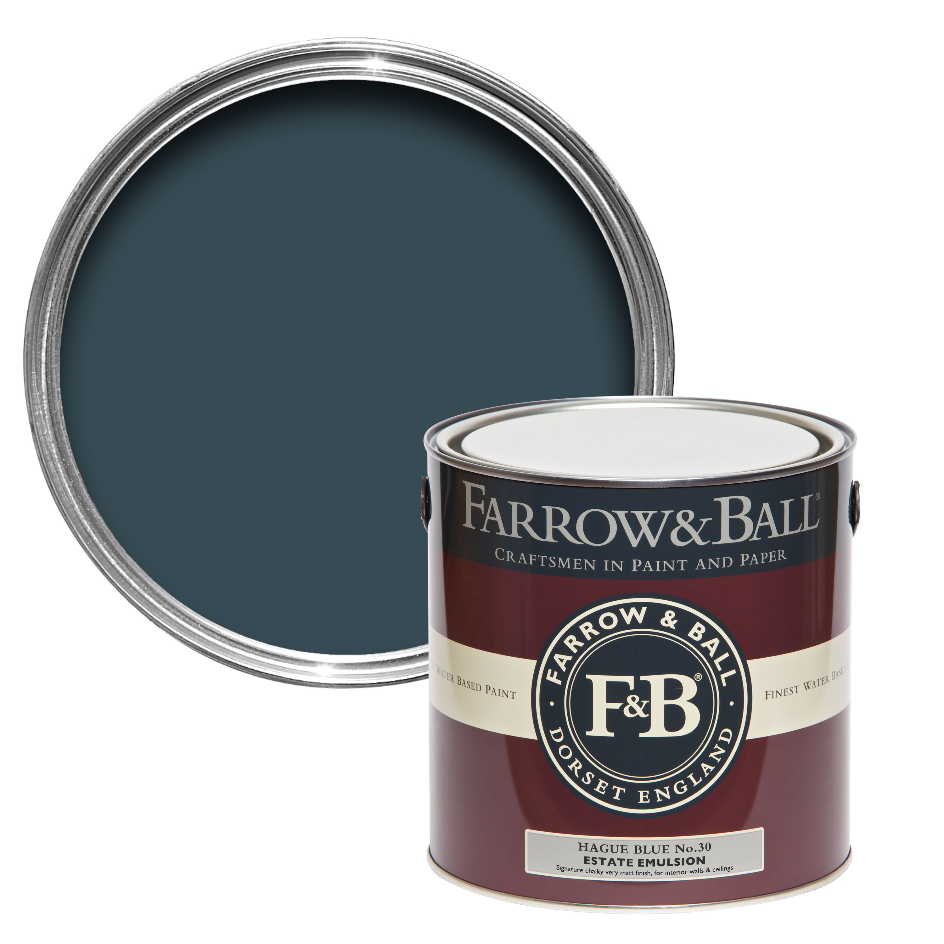 Farrow & Ball Estate Hague blue No.30 Matt Emulsion paint, 2.5L Tester pot