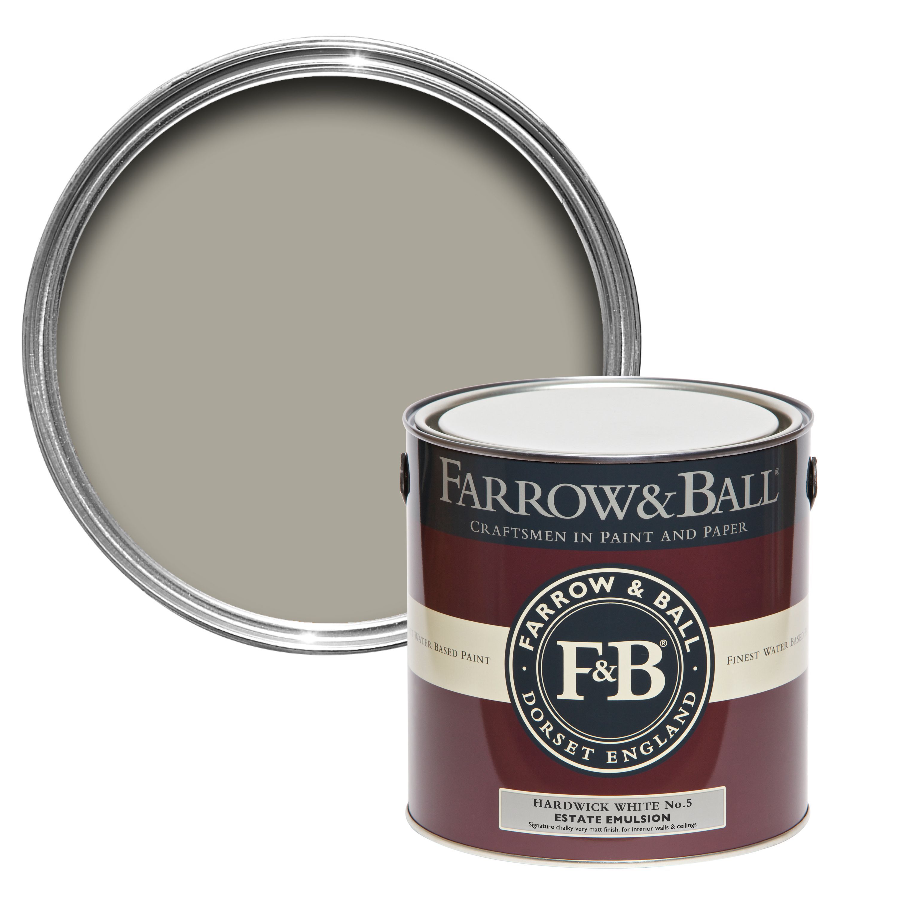 Farrow & Ball Estate Hardwick white No.5 Matt Emulsion paint, 2.5L Tester pot