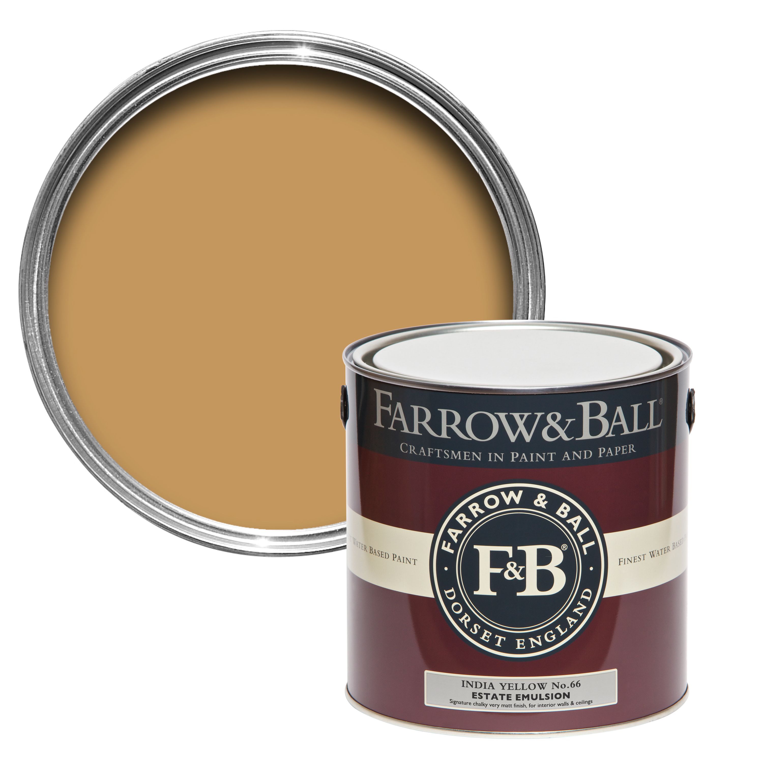 Farrow & Ball Estate India yellow No.66 Matt Emulsion paint, 2.5L Tester pot