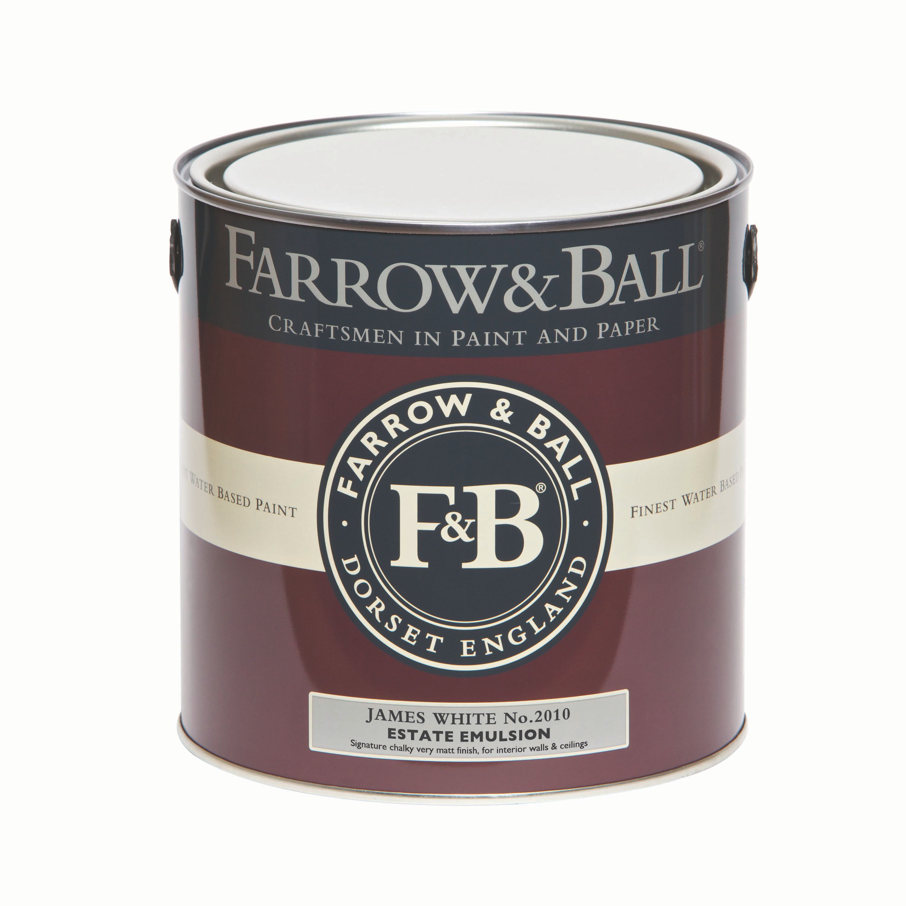 Farrow & Ball Estate James white Matt Emulsion paint, 2.5L