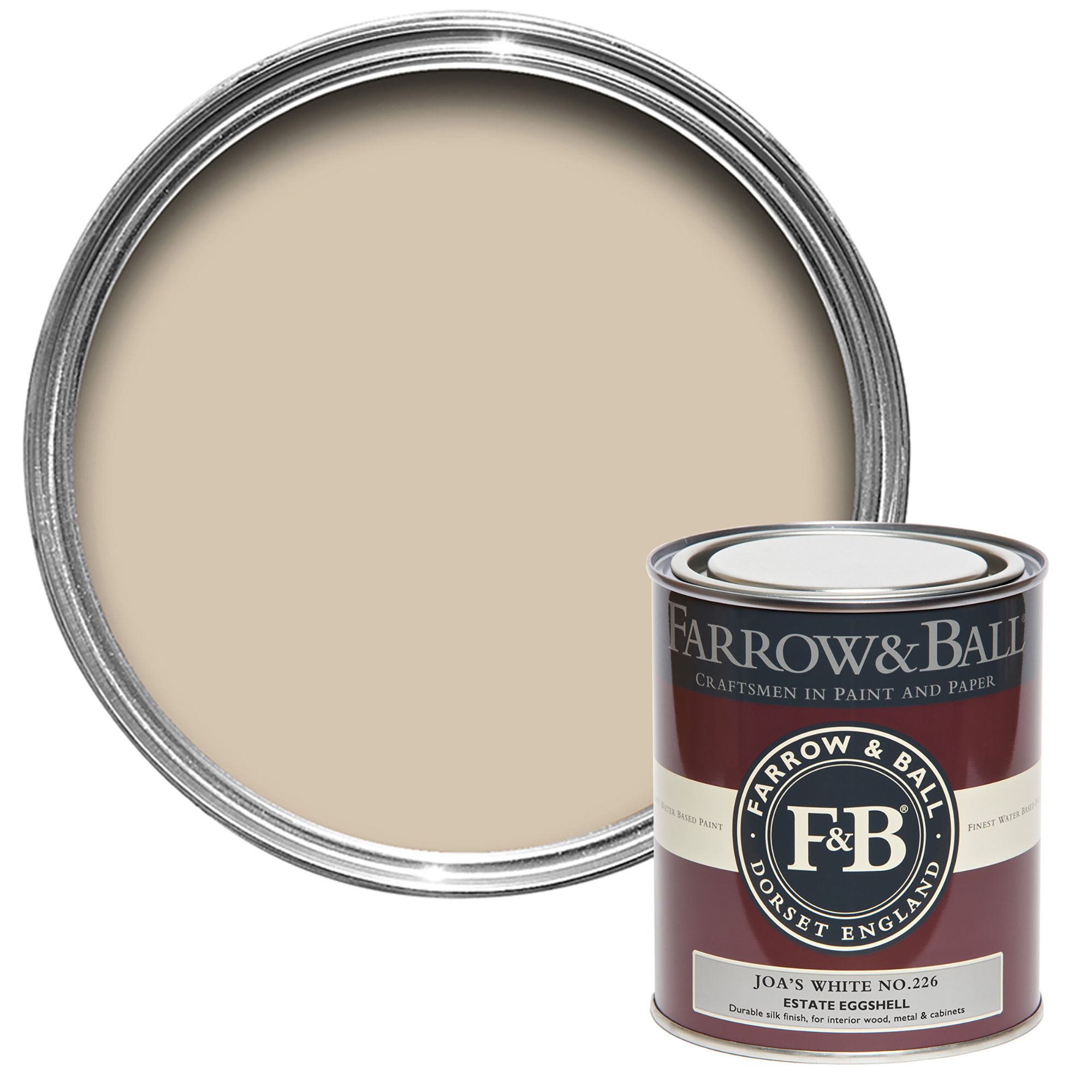 Farrow & Ball Estate Joa's White No.226 Eggshell Paint, 750ml