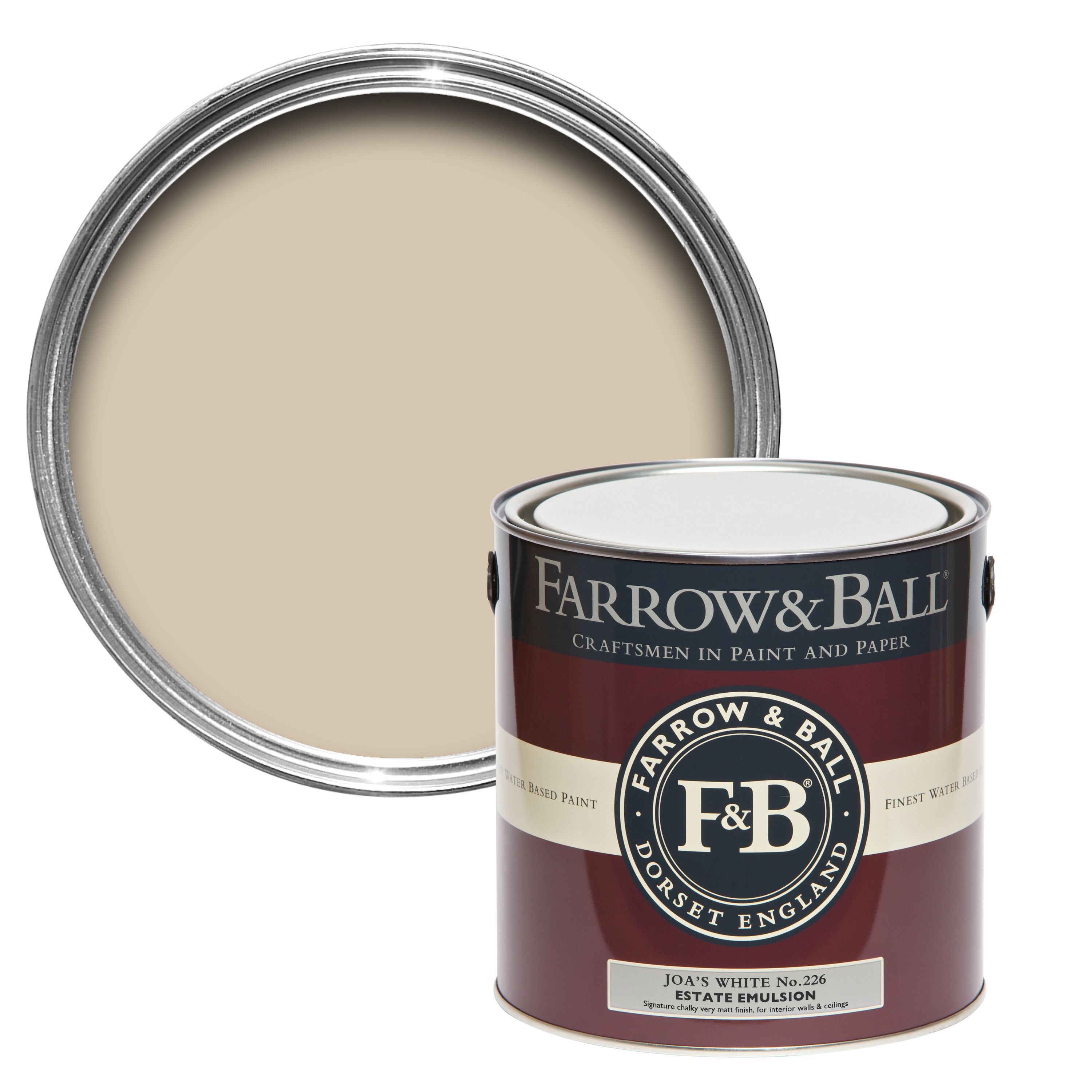 Farrow & Ball Estate Joa's white No.226 Matt Emulsion paint, 2.5L Tester pot