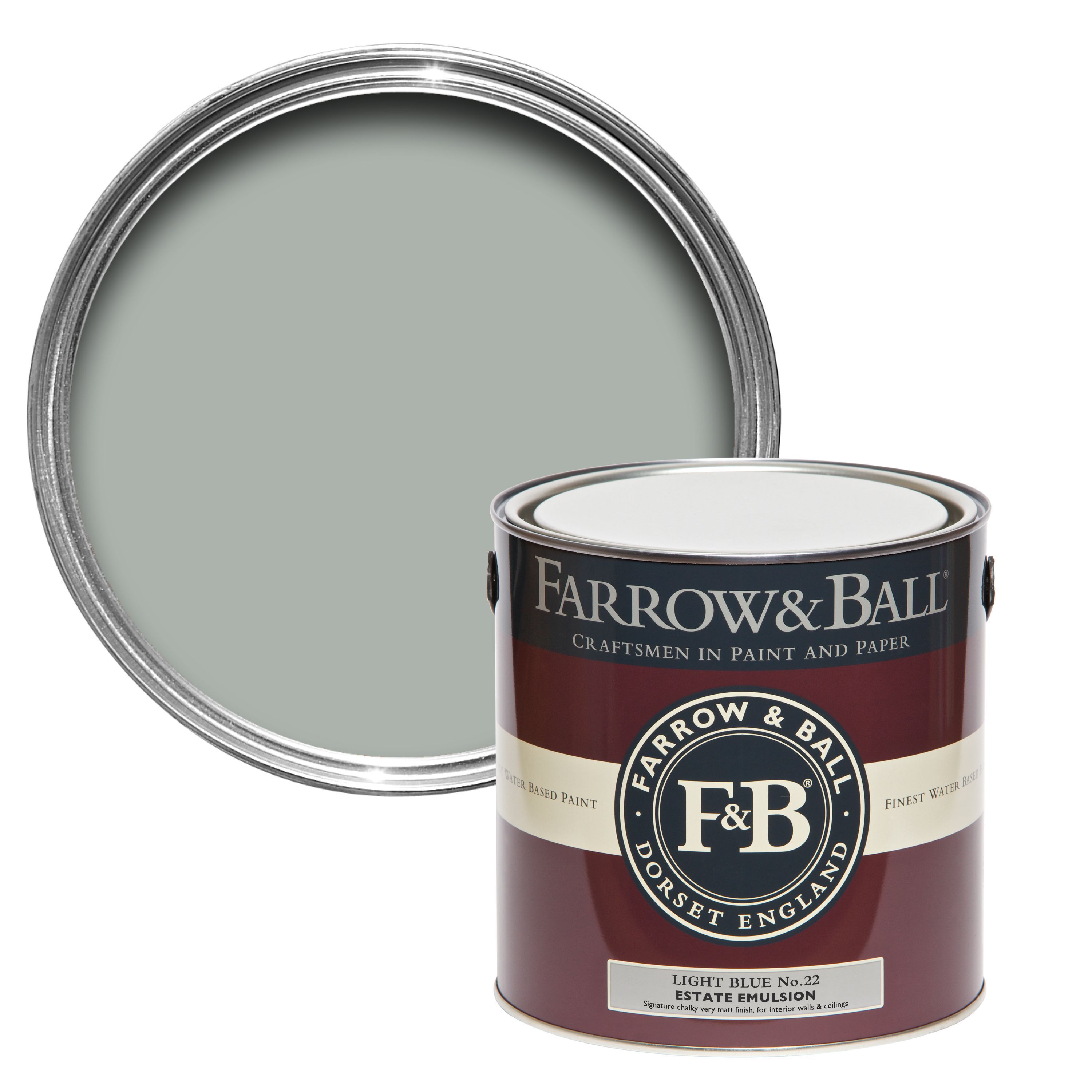 Farrow & Ball Estate Light blue No.22 Matt Emulsion paint, 2.5L Tester pot