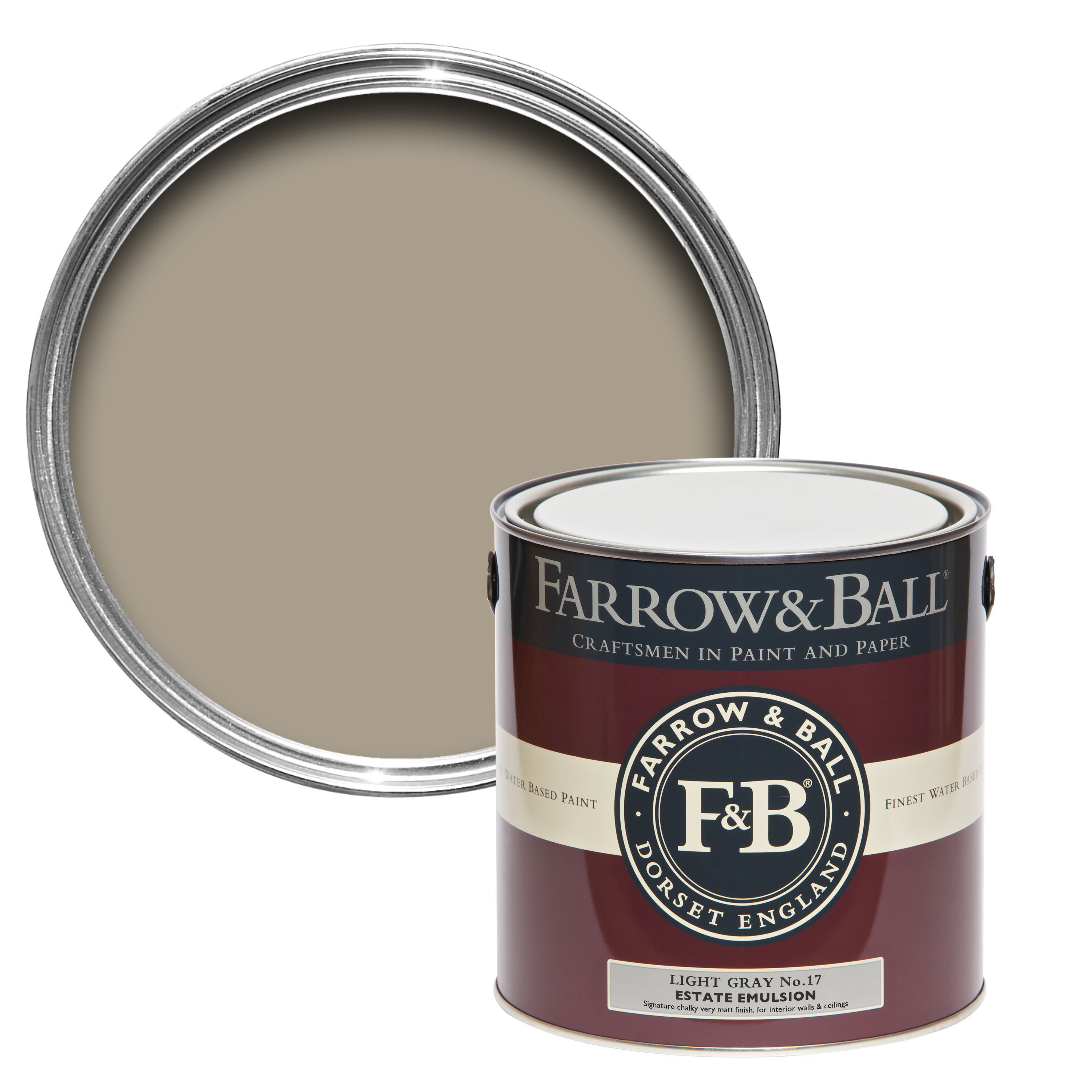 Farrow & Ball Estate Light gray No.17 Matt Emulsion paint, 2.5L Tester pot