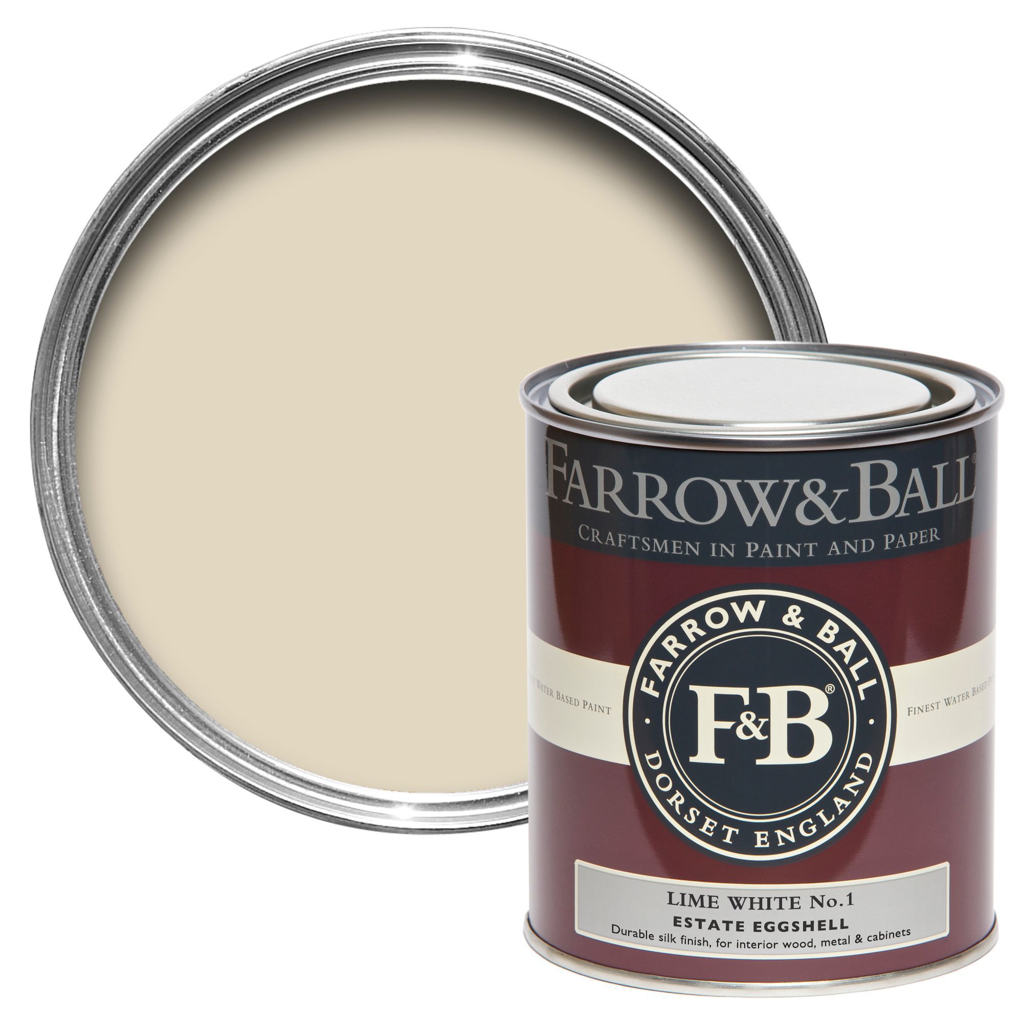 Farrow & Ball Estate Lime white No.1 Eggshell Metal & wood paint, 750ml