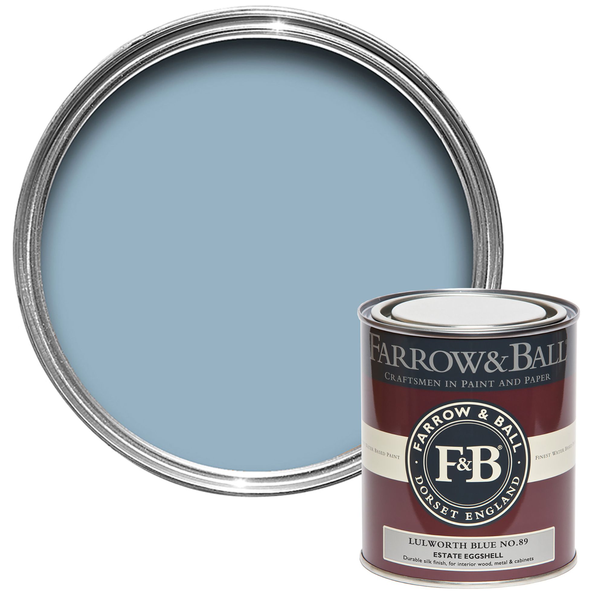 Farrow & Ball Estate Lulworth Blue No.89 Eggshell Paint, 750ml