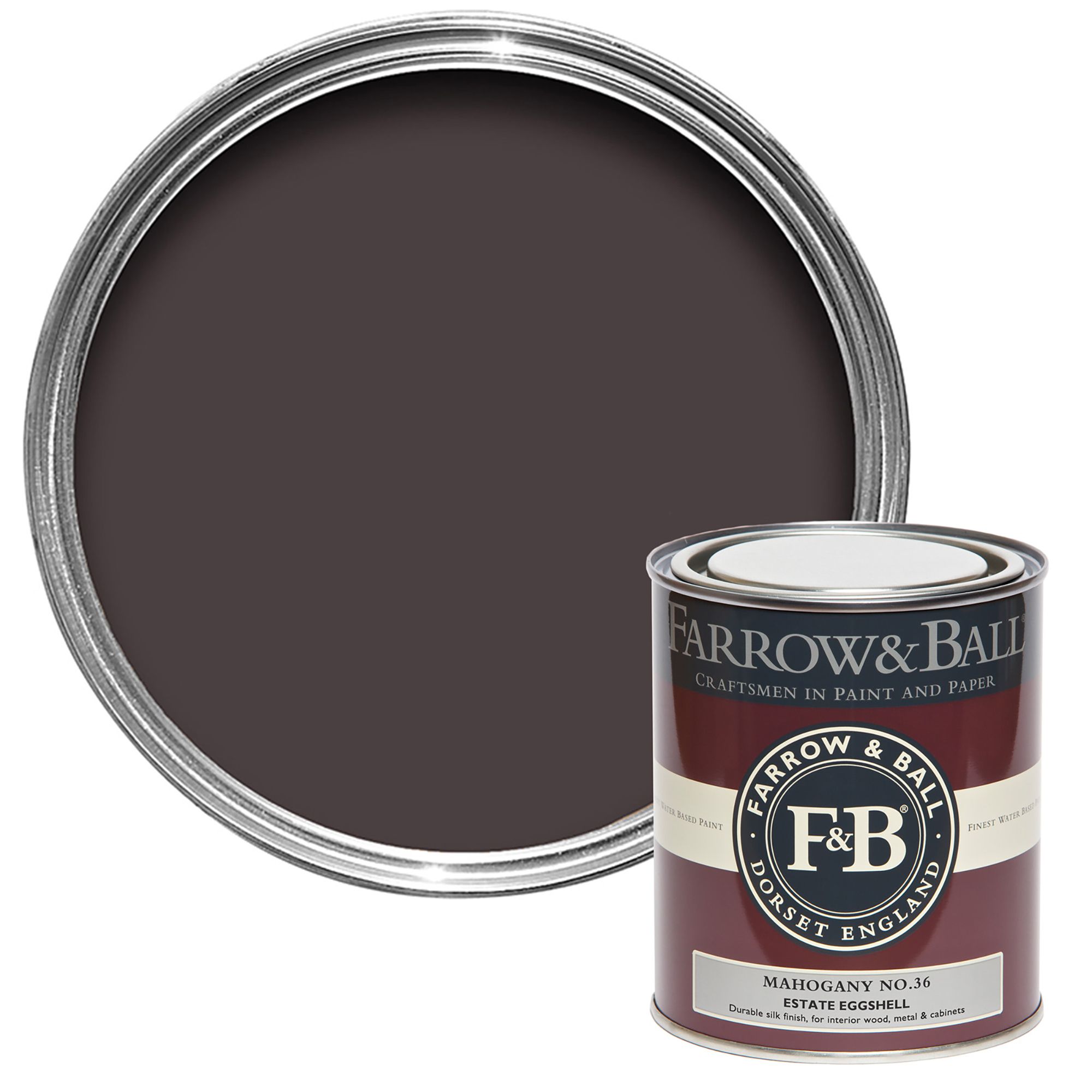 Farrow & Ball Estate Mahogany No.36 Eggshell Paint, 750ml