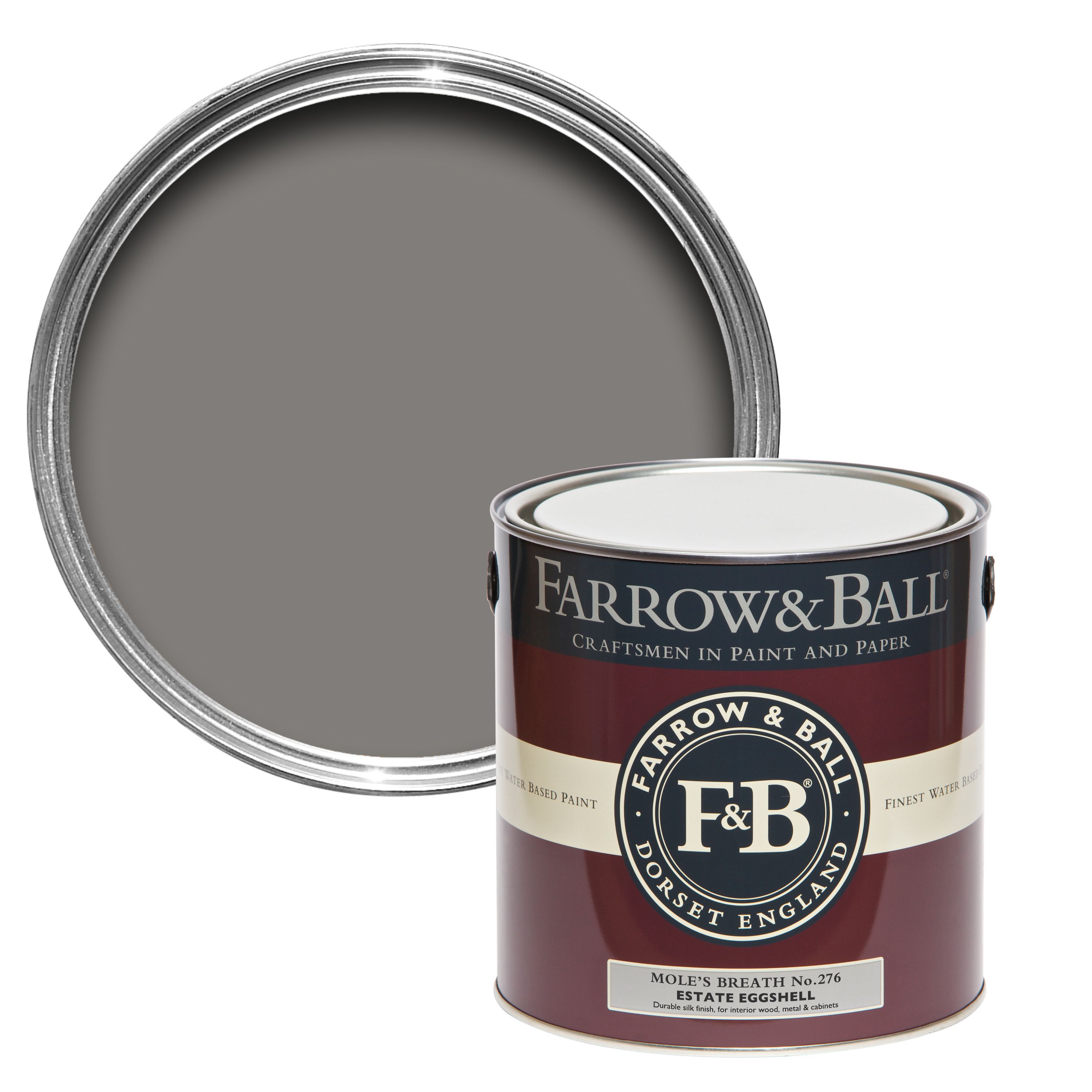 Farrow & Ball Estate Mole's breath No.276 Eggshell Metal & wood paint, 2.5L