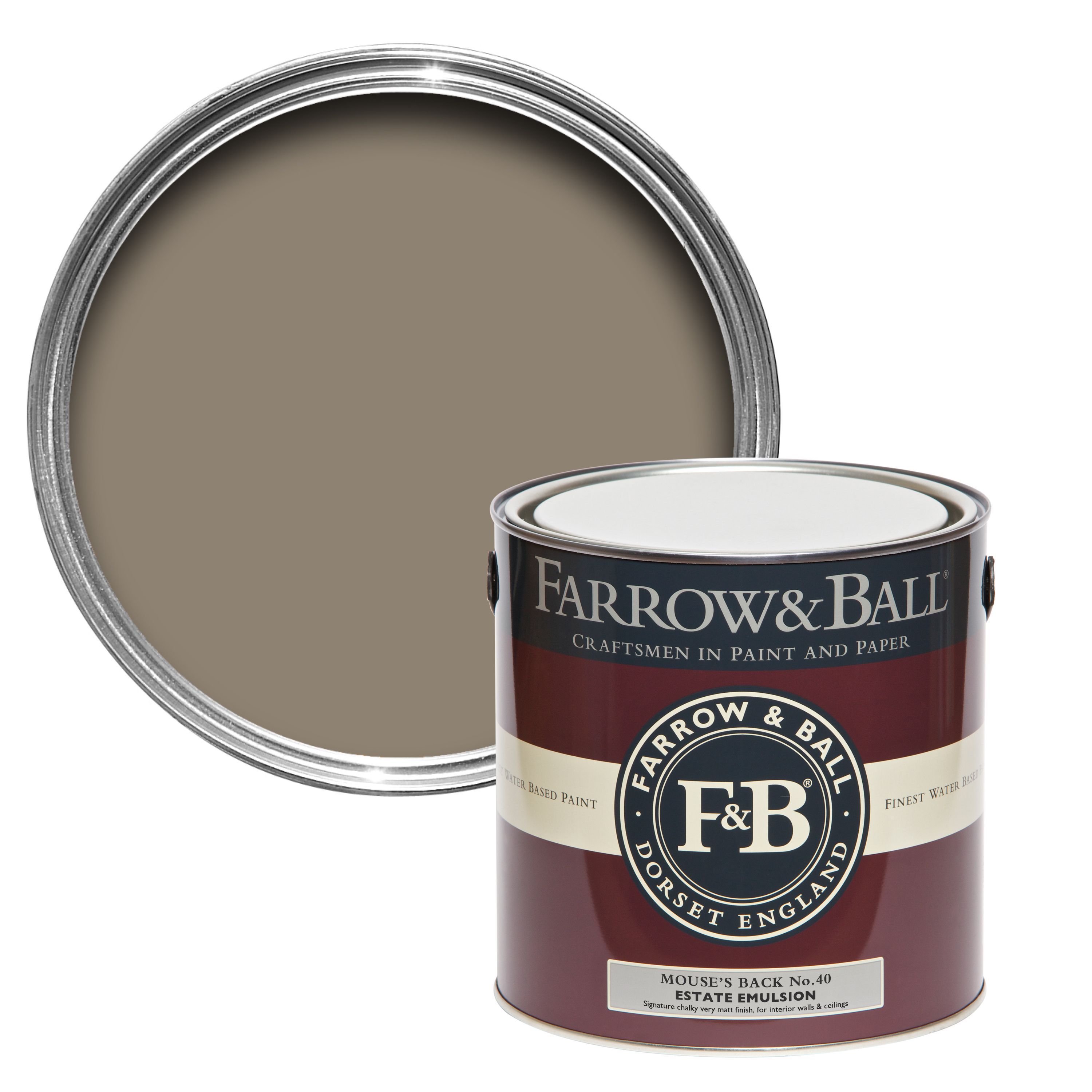 Farrow & Ball Estate Mouse's back No.40 Matt Emulsion paint, 2.5L Tester pot