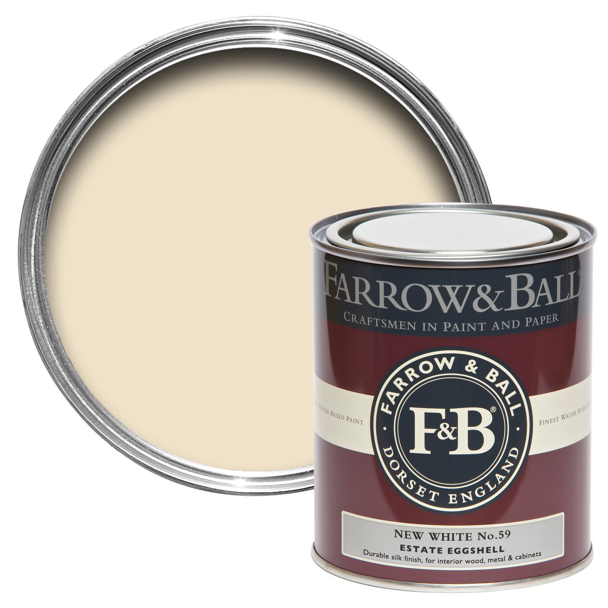 Farrow & Ball Estate New white Eggshell Metal & wood paint, 750ml