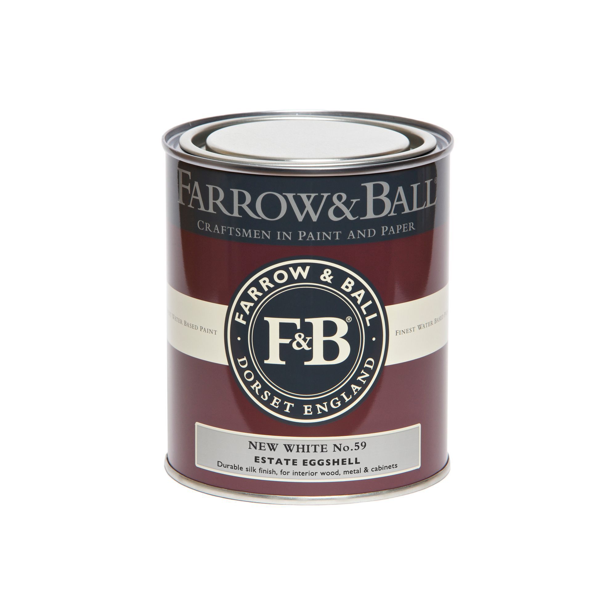 Farrow & Ball Estate New white Eggshell Metal & wood paint, 750ml