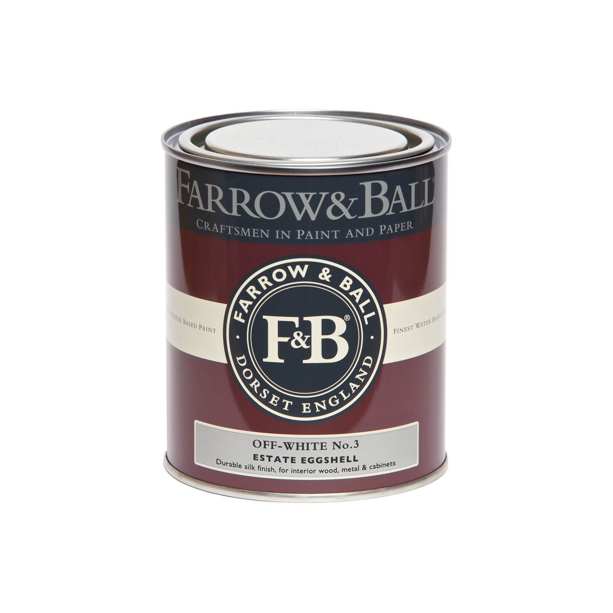 Farrow & Ball Estate Off white No.3 Eggshell Metal & wood paint, 750ml