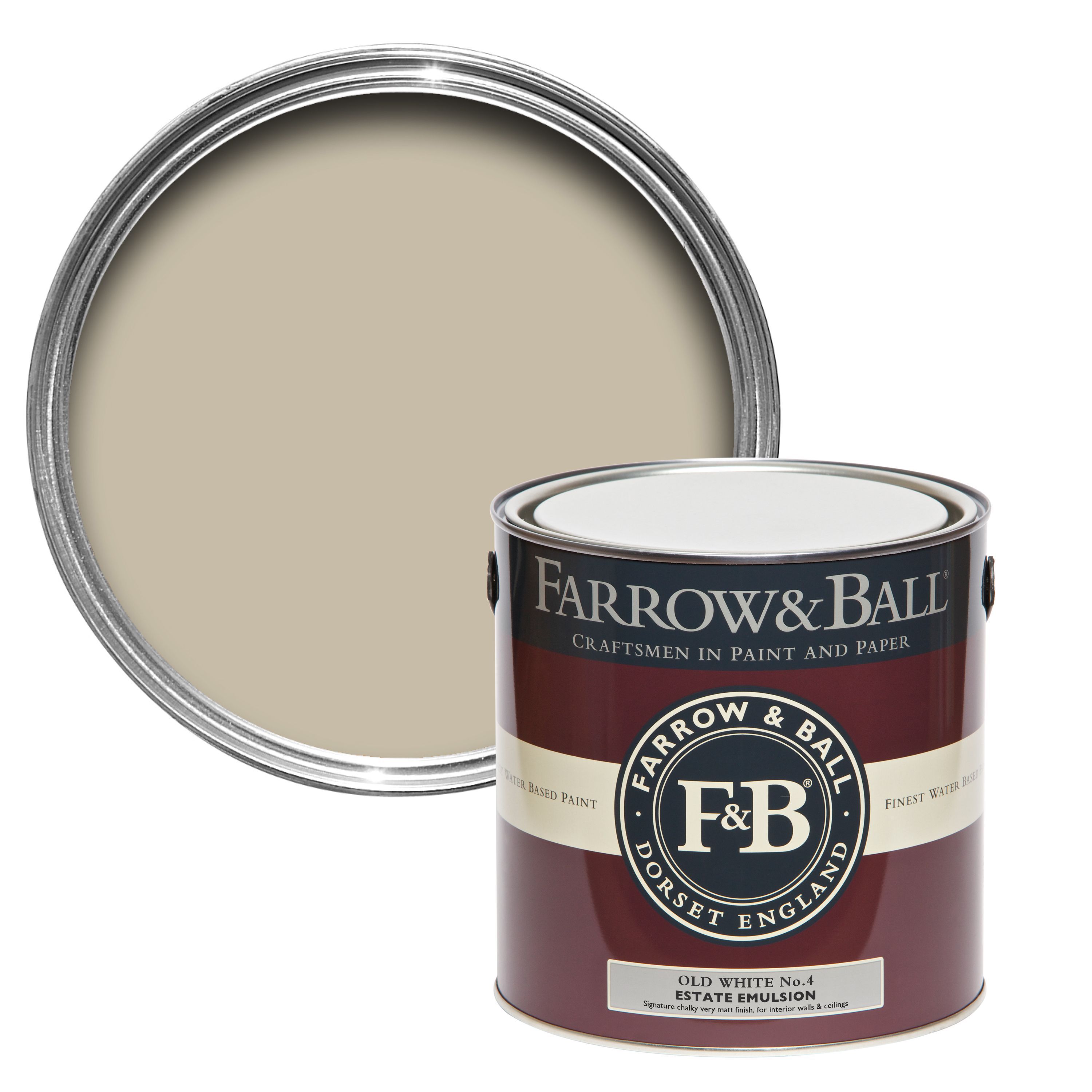 Farrow & Ball Estate Old white No.4 Matt Emulsion paint, 2.5L Tester pot