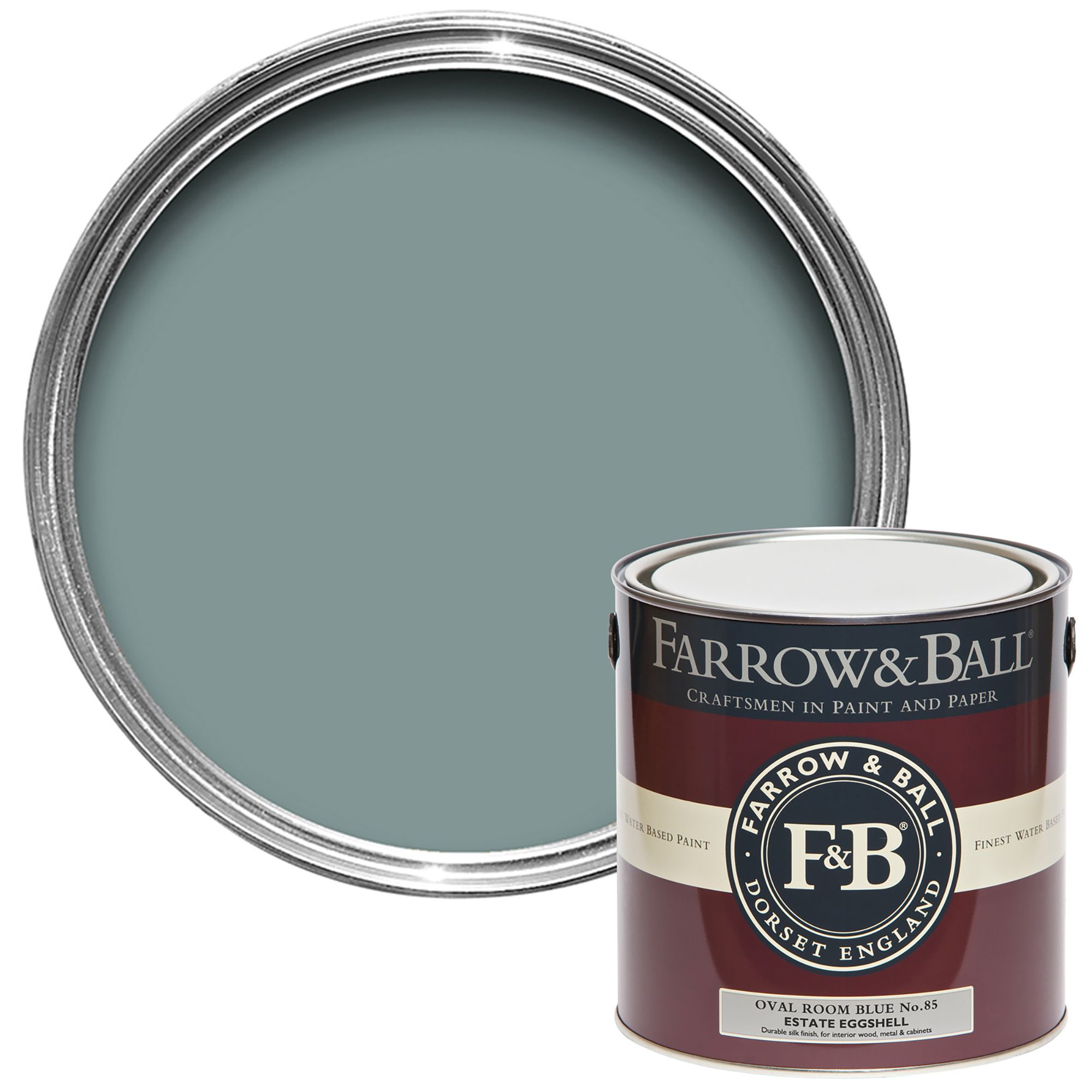 Farrow & Ball Estate Oval Room Blue No.85 Eggshell Paint, 2.5L