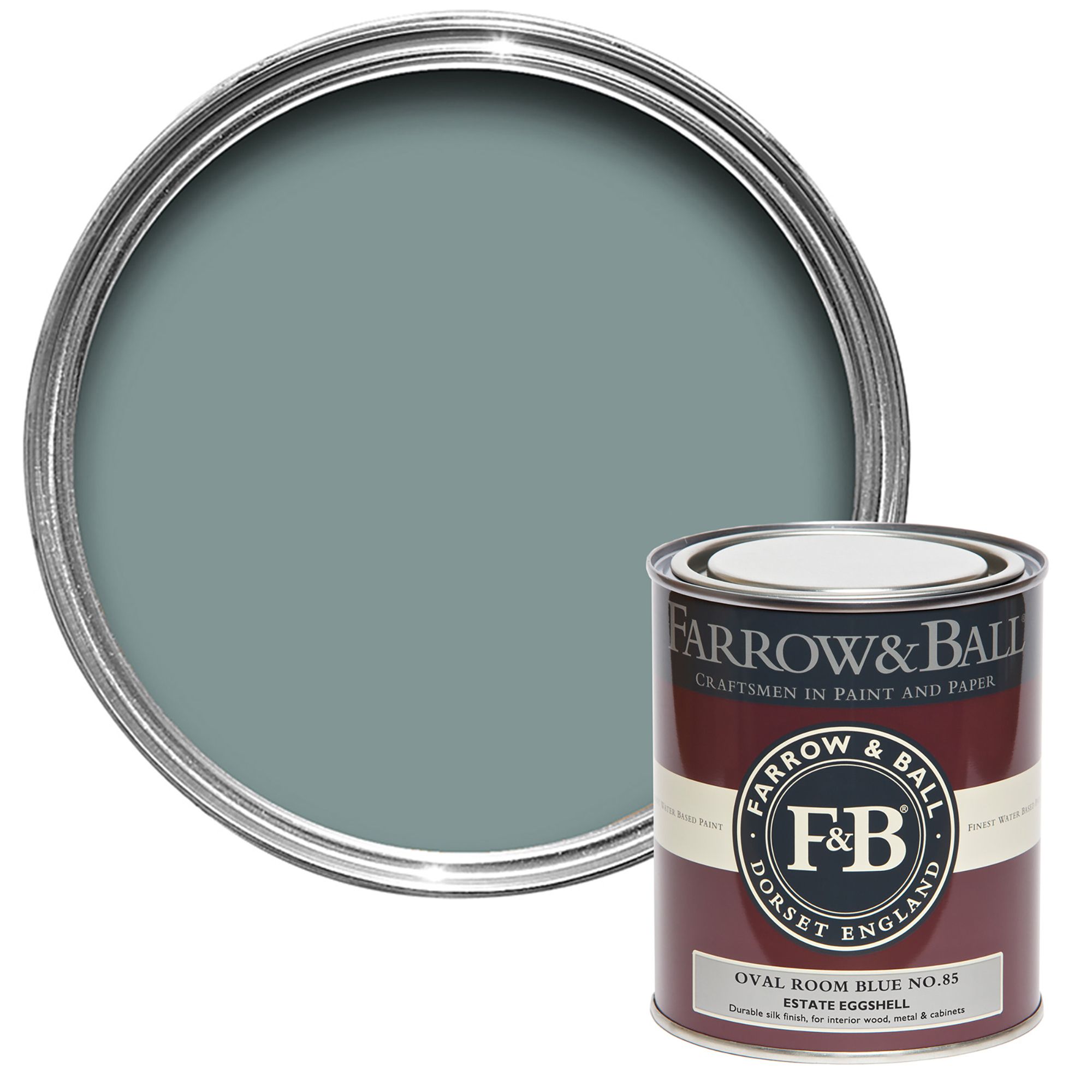 Farrow & Ball Estate Oval Room Blue No.85 Eggshell Paint, 750ml