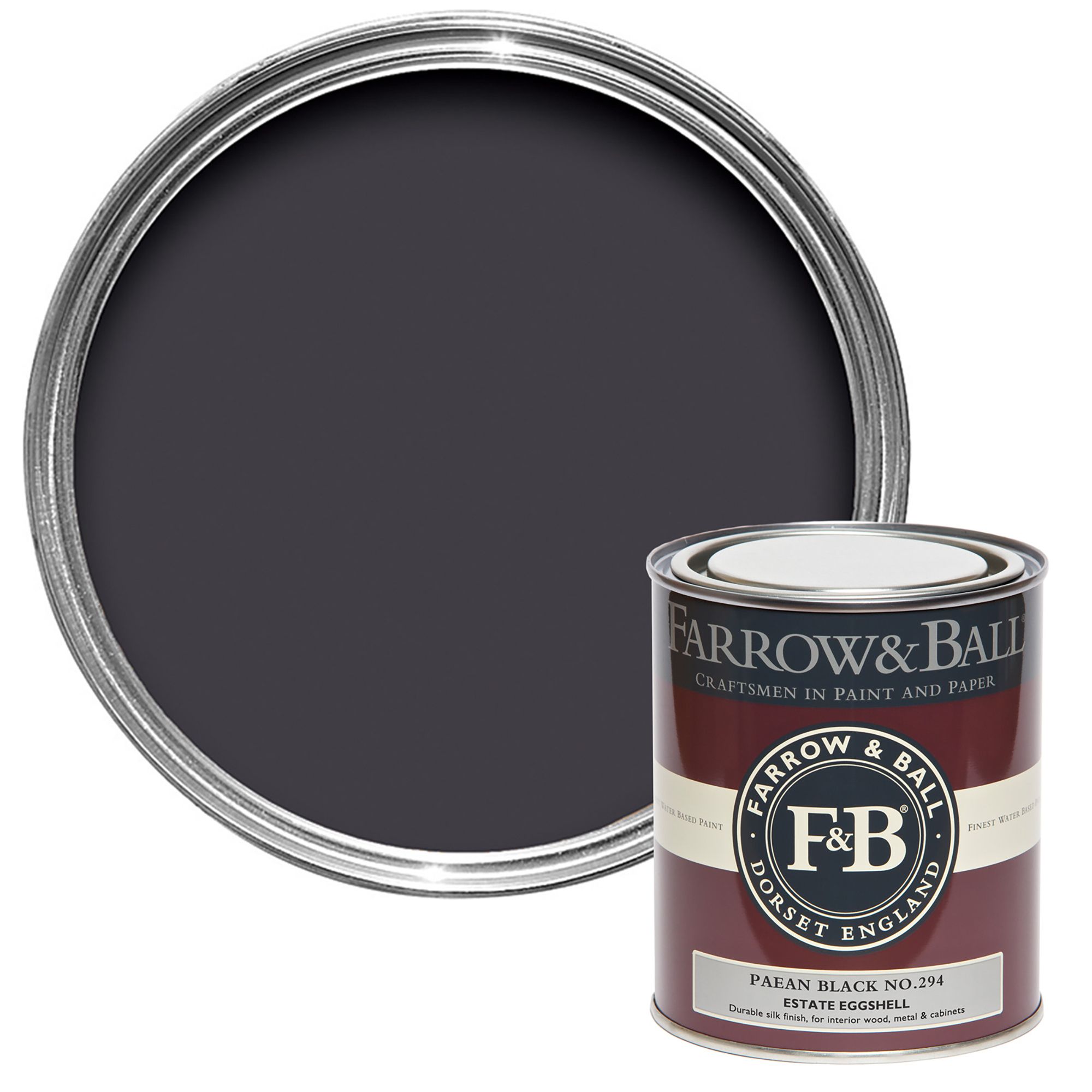 Farrow & Ball Estate Paean black No.294 Eggshell Paint, 750ml