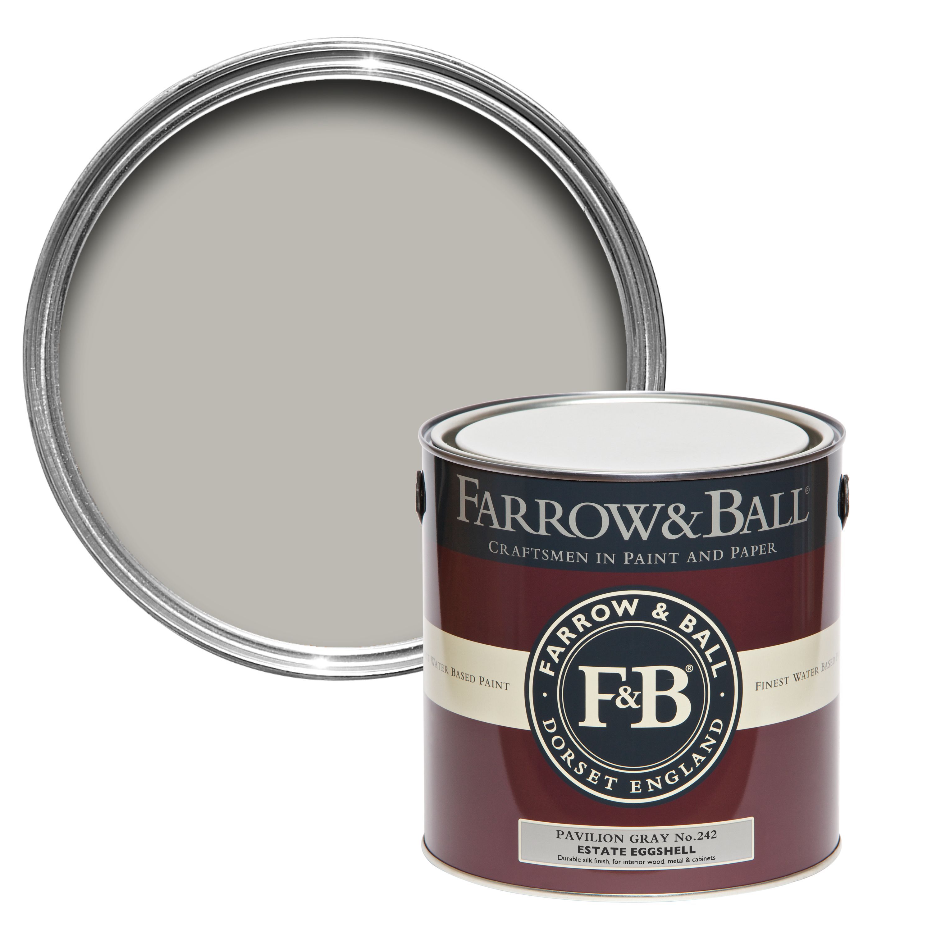 Farrow & Ball Estate Pavilion gray No.242 Eggshell Metal & wood paint, 2.5L