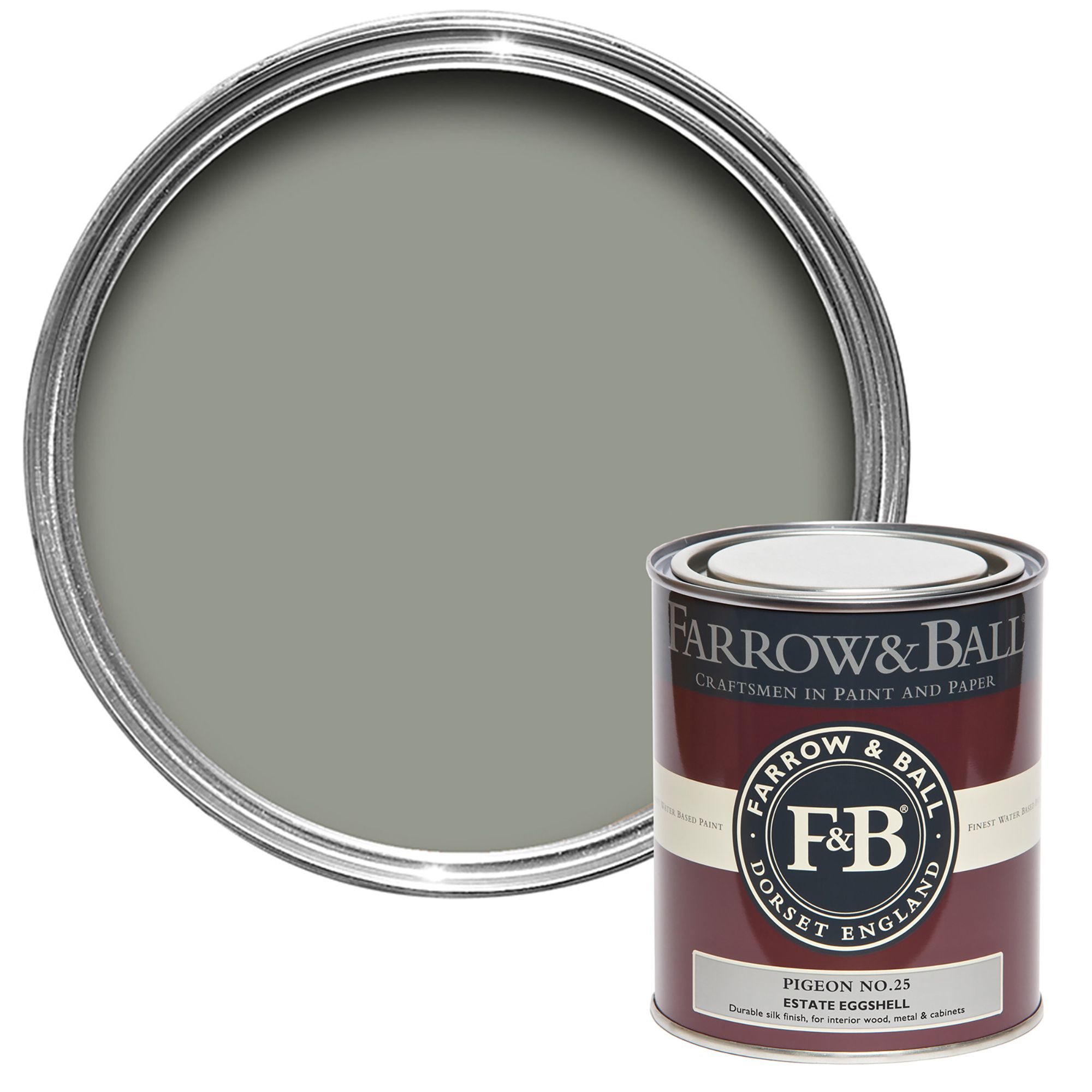 Farrow & Ball Estate Pigeon No.25 Eggshell Paint, 750ml