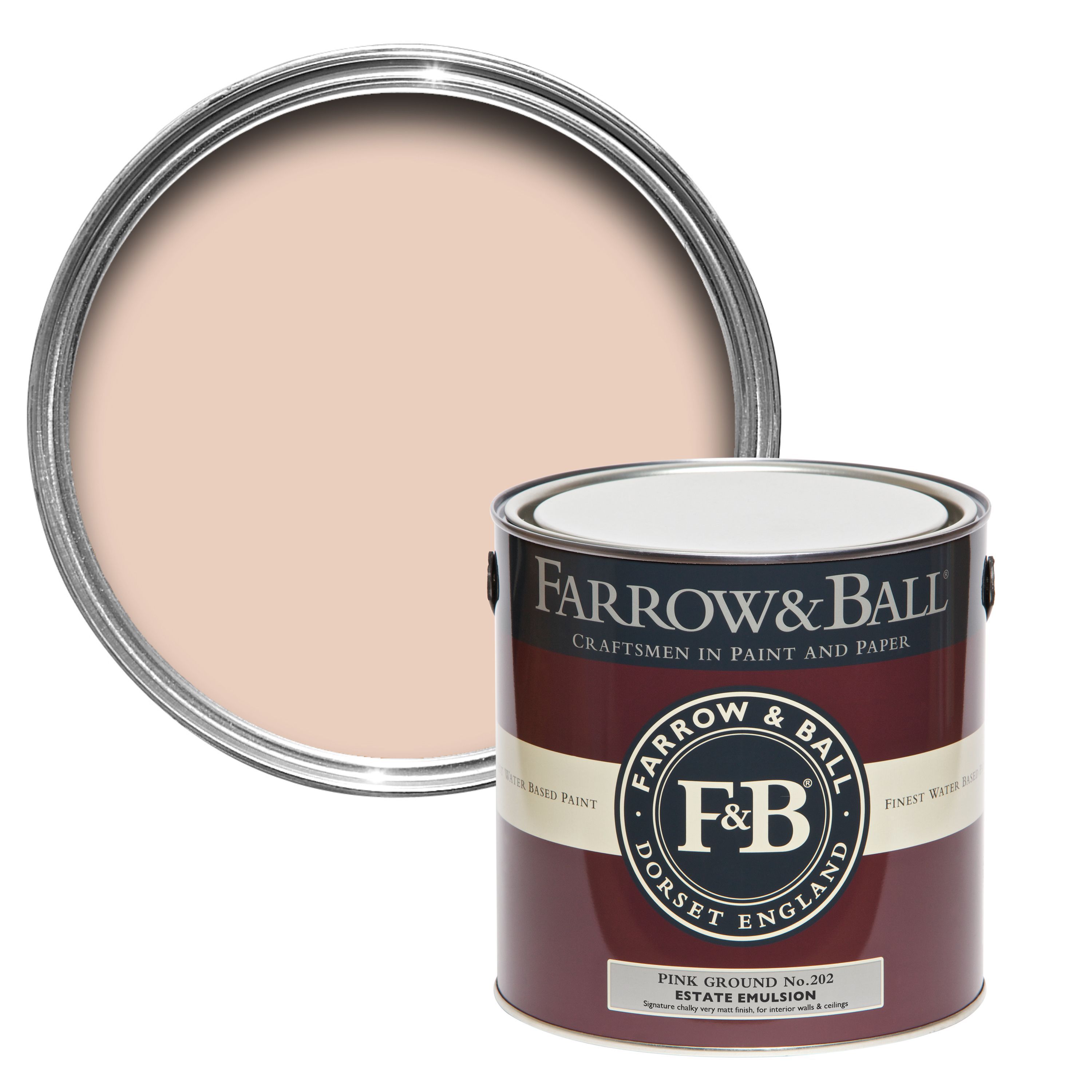 Farrow & Ball Estate Pink ground No.202 Matt Emulsion paint, 2.5L Tester pot