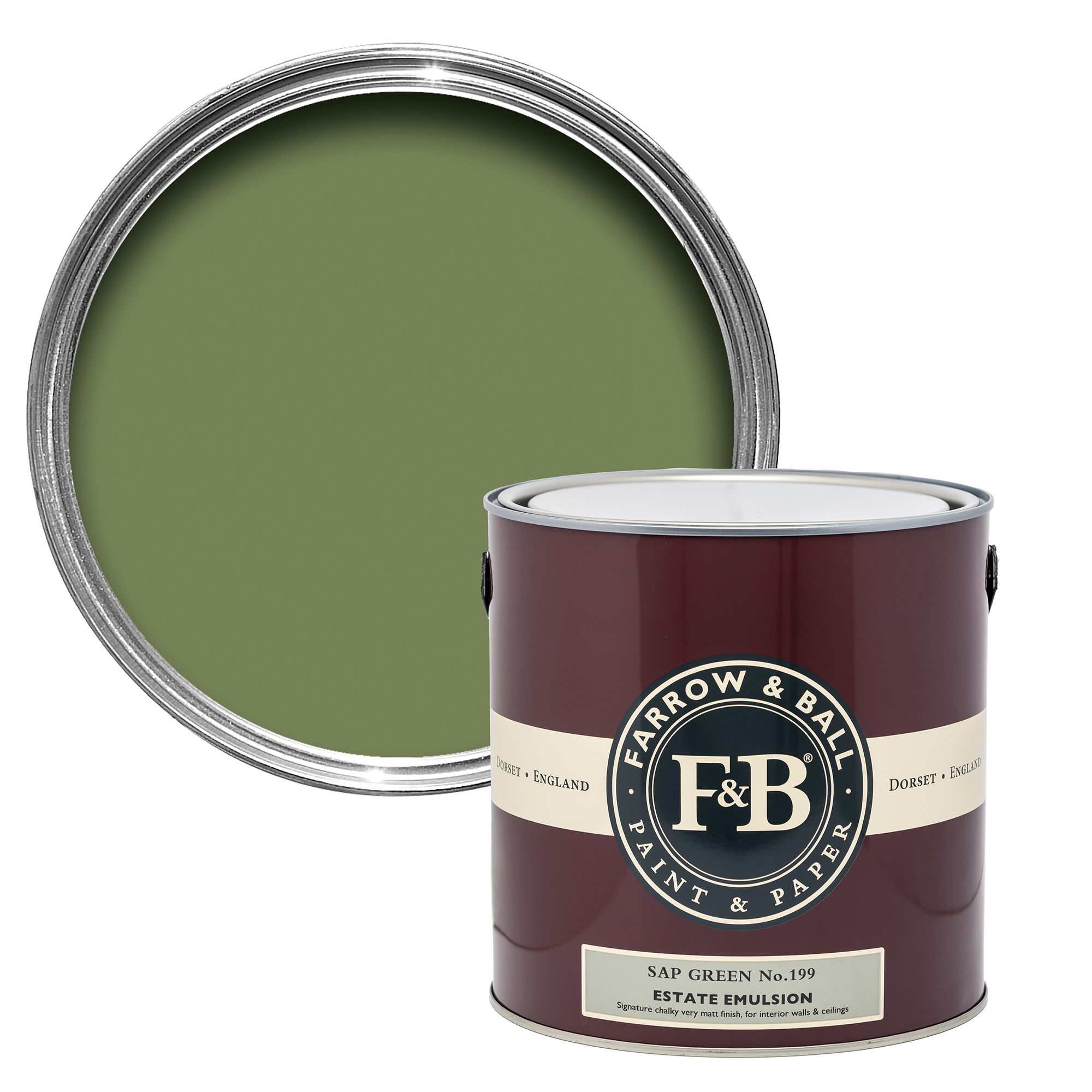 Farrow & Ball Estate Sap Green No.199 Matt Wall & ceiling Emulsion paint, 2.5L