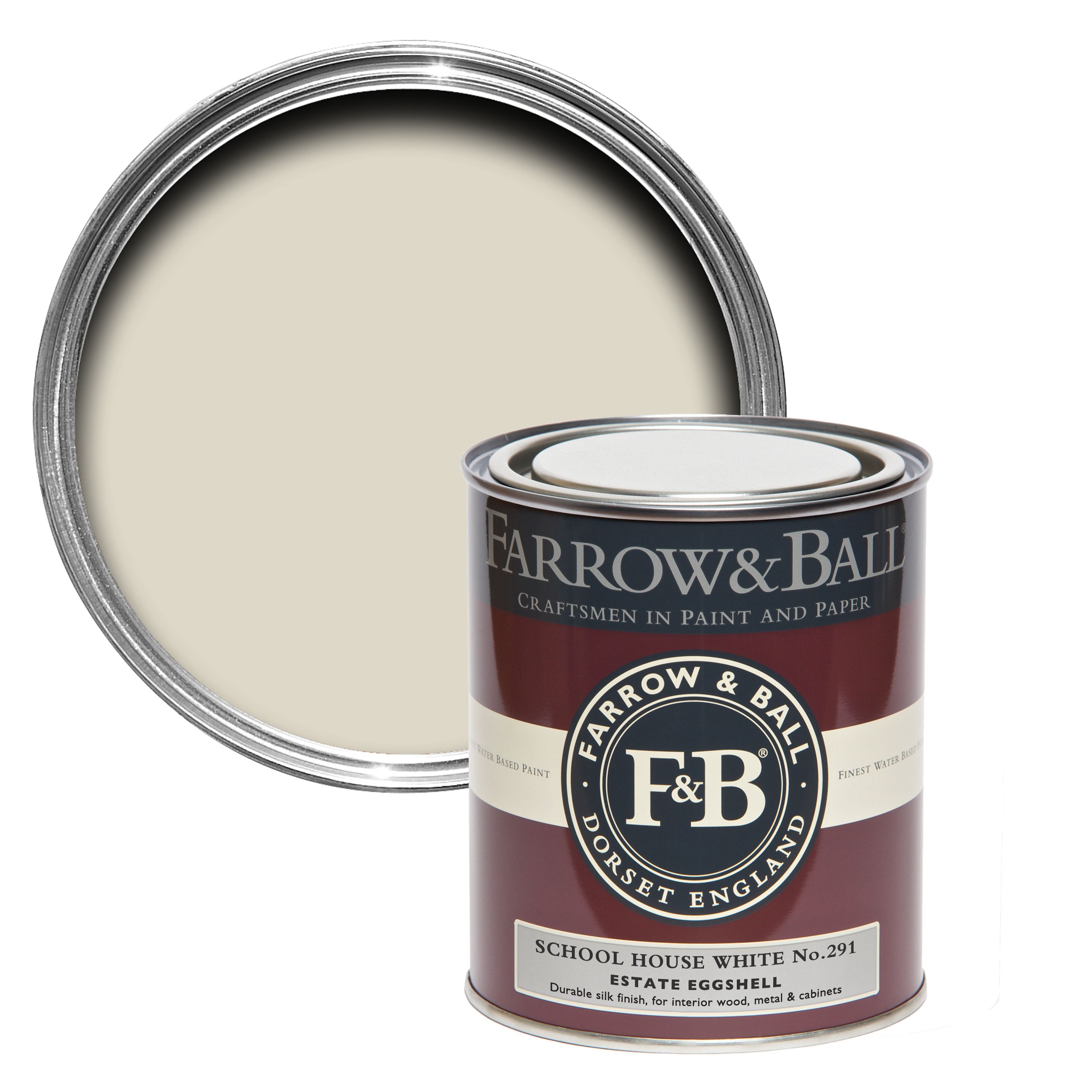 Farrow & Ball Estate School house white Eggshell Metal & wood paint, 750ml