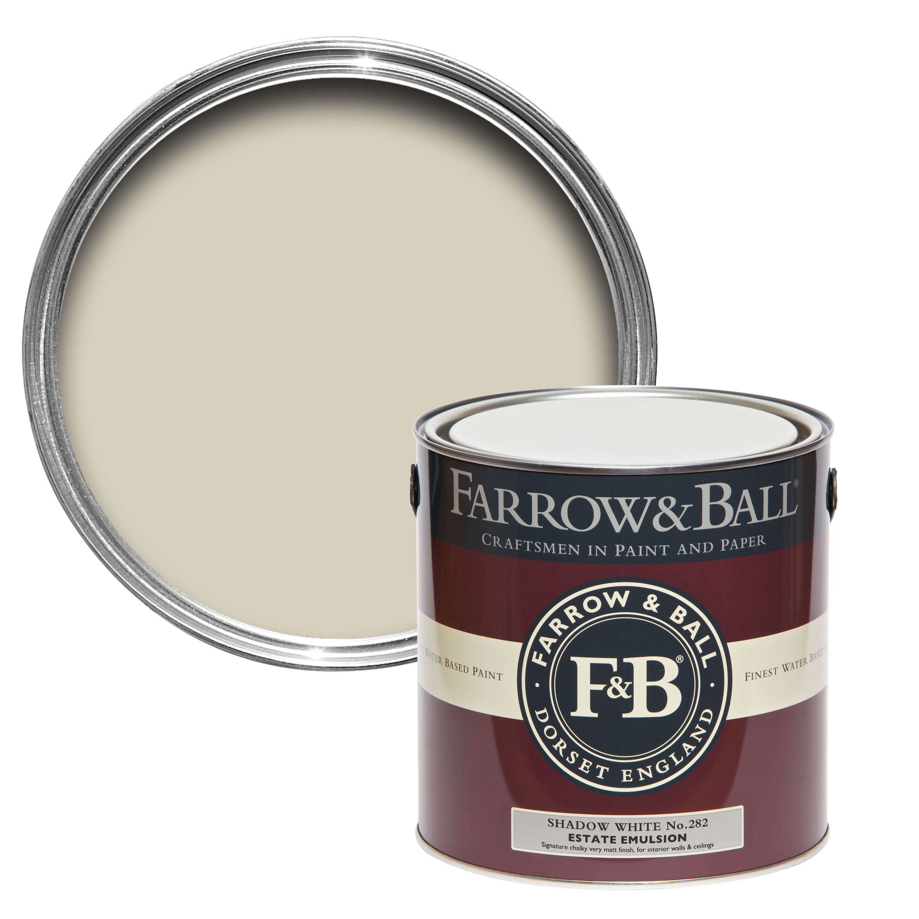 Farrow & Ball Estate Shadow white No.282 Matt Emulsion paint, 2.5L Tester pot