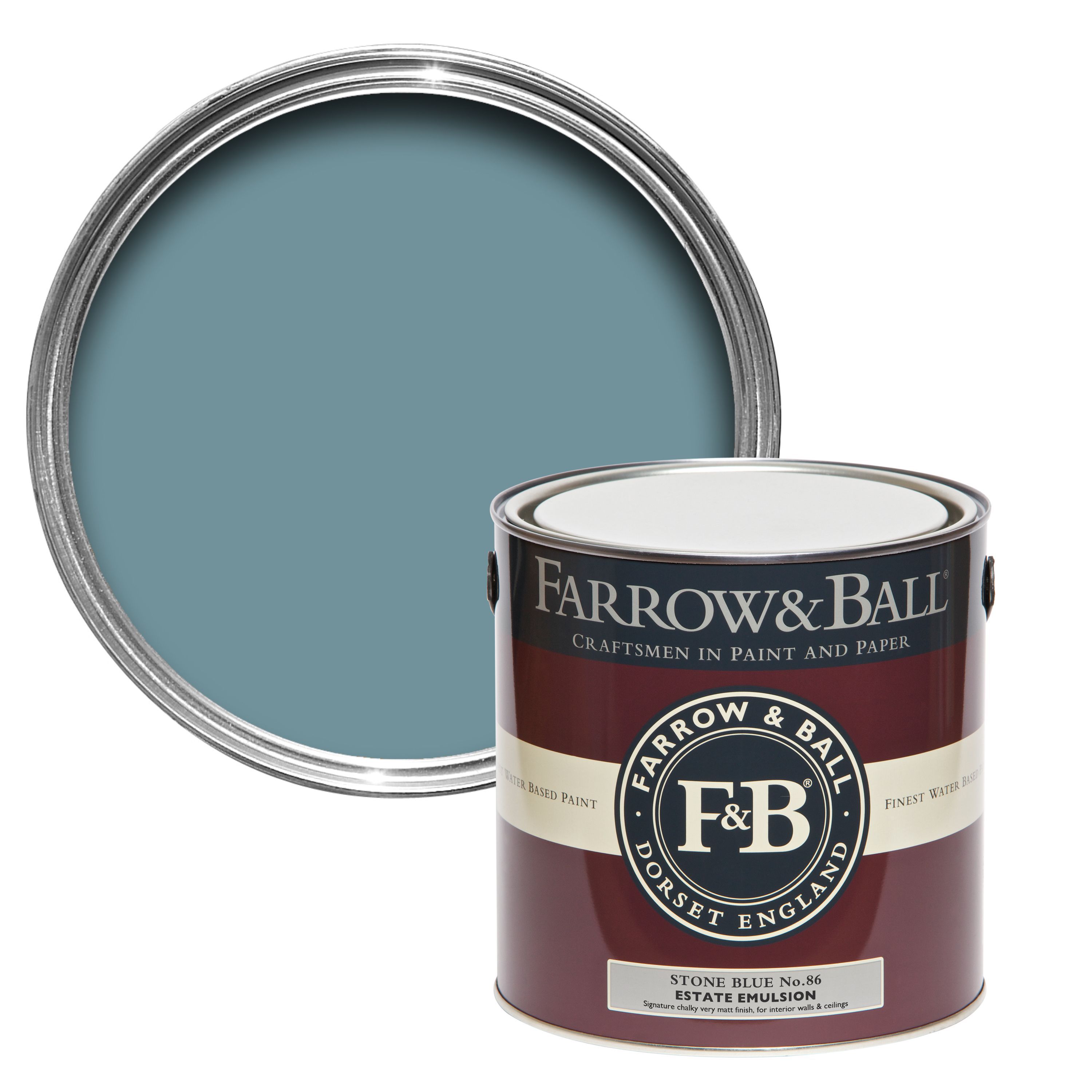 Farrow & Ball Estate Stone blue No.86 Matt Emulsion paint, 2.5L Tester pot