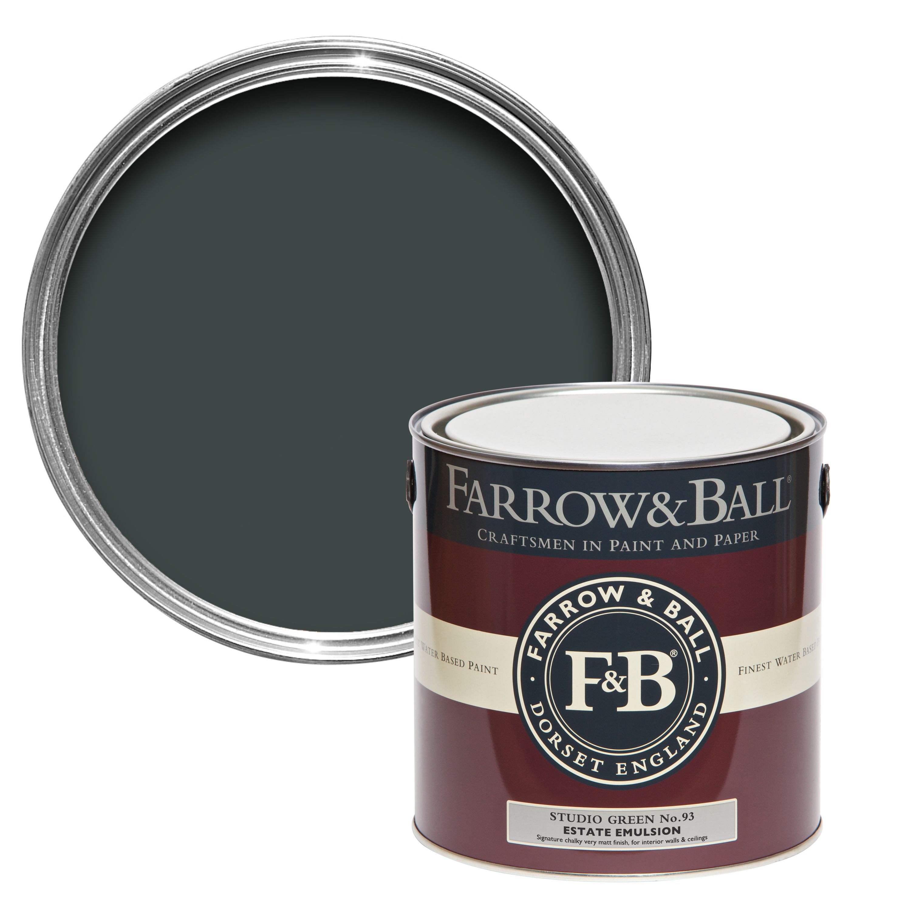 Farrow & Ball Estate Studio green No.93 Matt Emulsion paint, 2.5L Tester pot