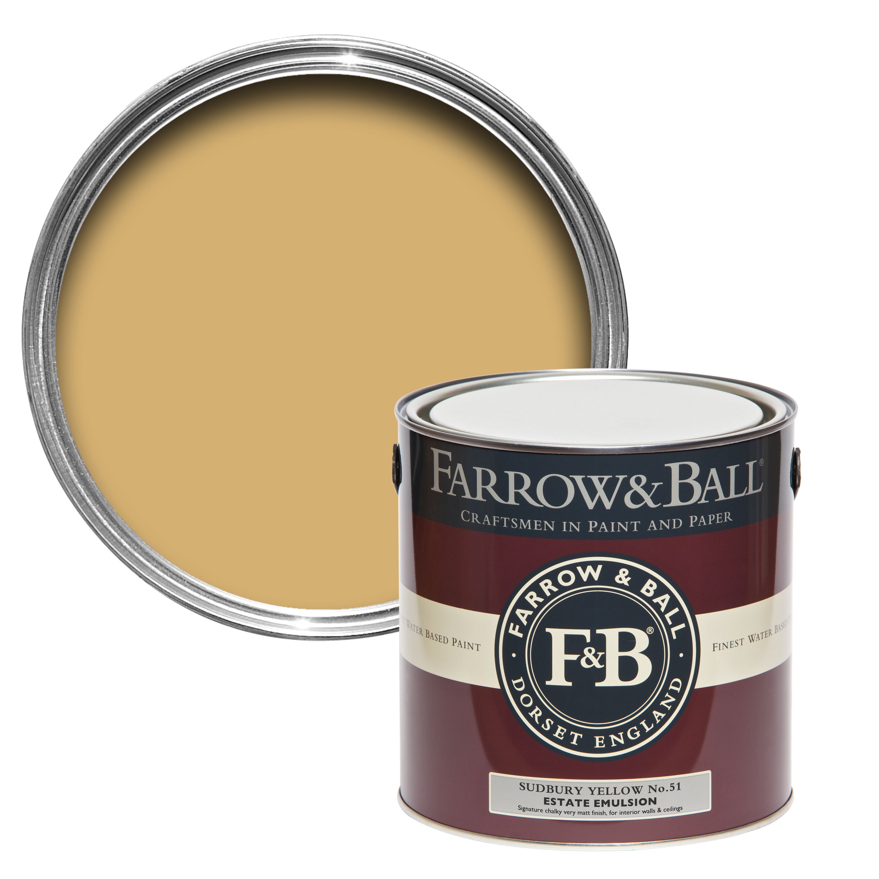 Farrow & Ball Estate Sudbury yellow No.51 Matt Emulsion paint, 2.5L Tester pot