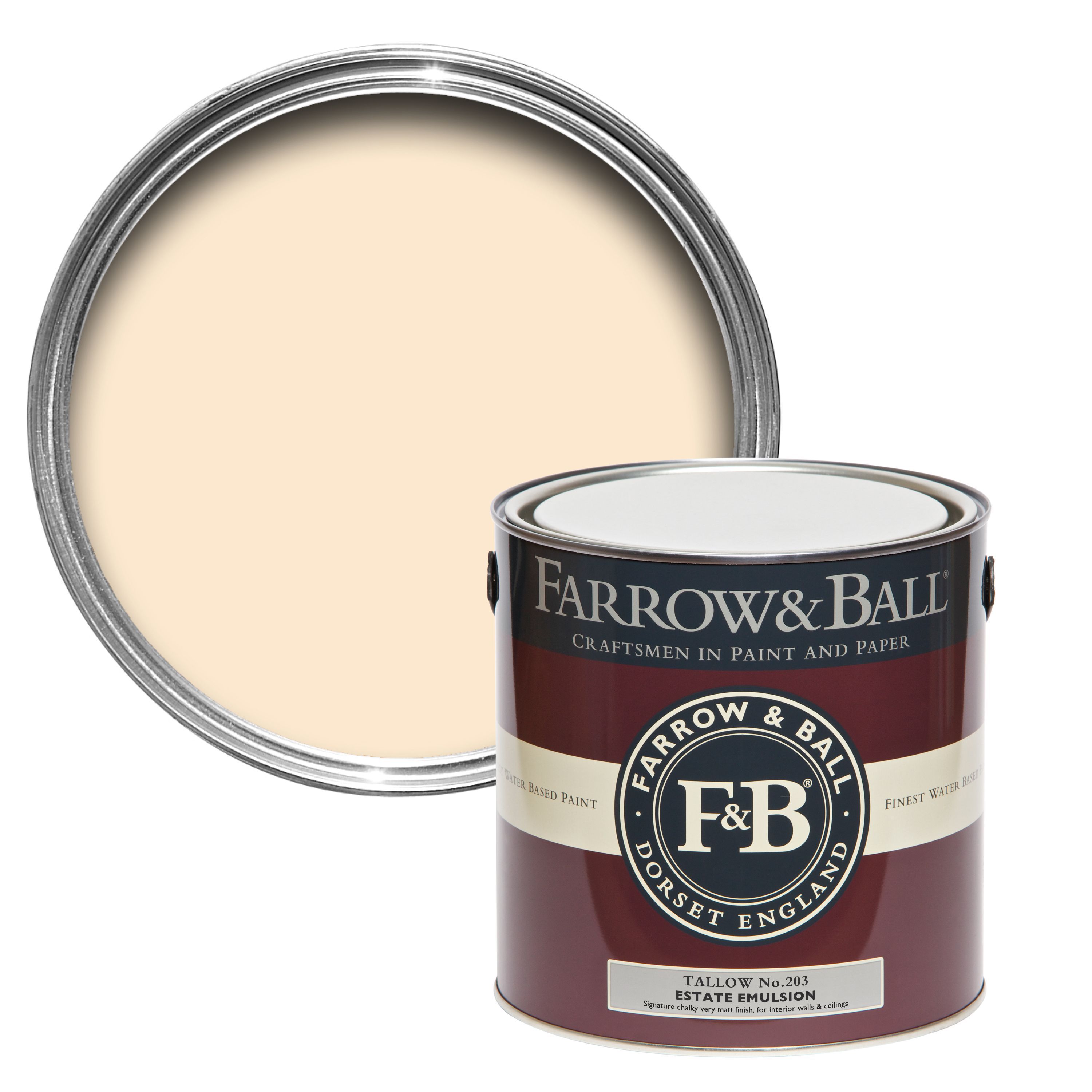 Farrow & Ball Estate Tallow No.203 Matt Emulsion paint, 2.5L Tester pot