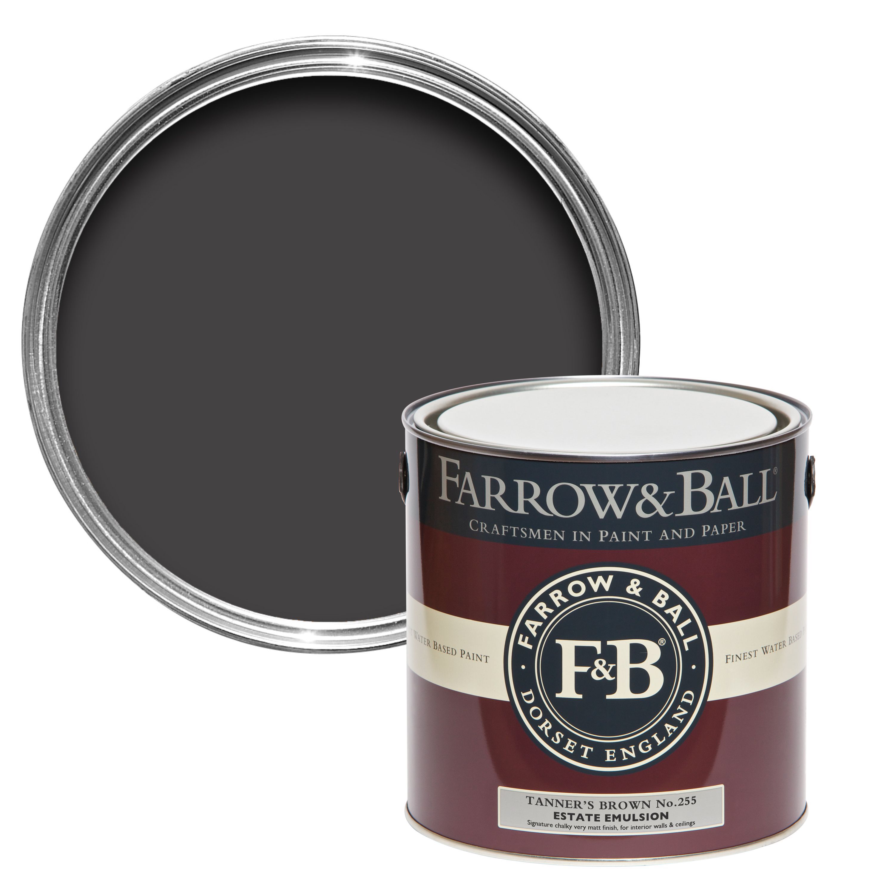 Farrow & Ball Estate Tanners brown No.255 Matt Emulsion paint, 2.5L Tester pot