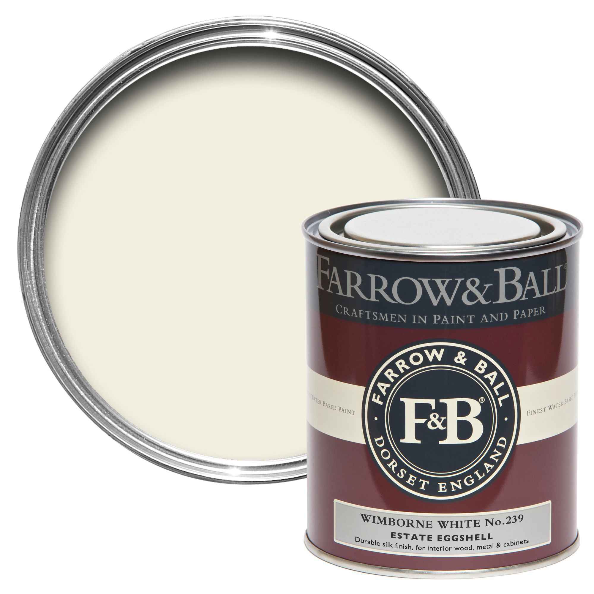 Farrow & Ball Estate Wimborne white No.239 Eggshell Metal & wood paint, 750ml