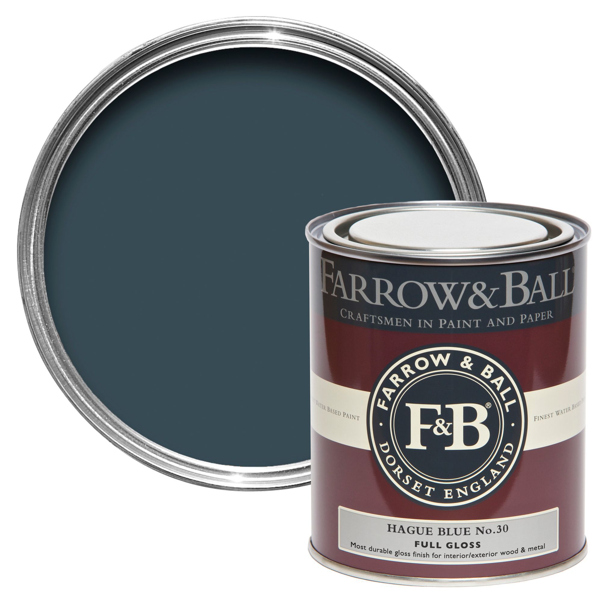 Farrow & Ball Hague blue Gloss Metal & wood paint, 750ml